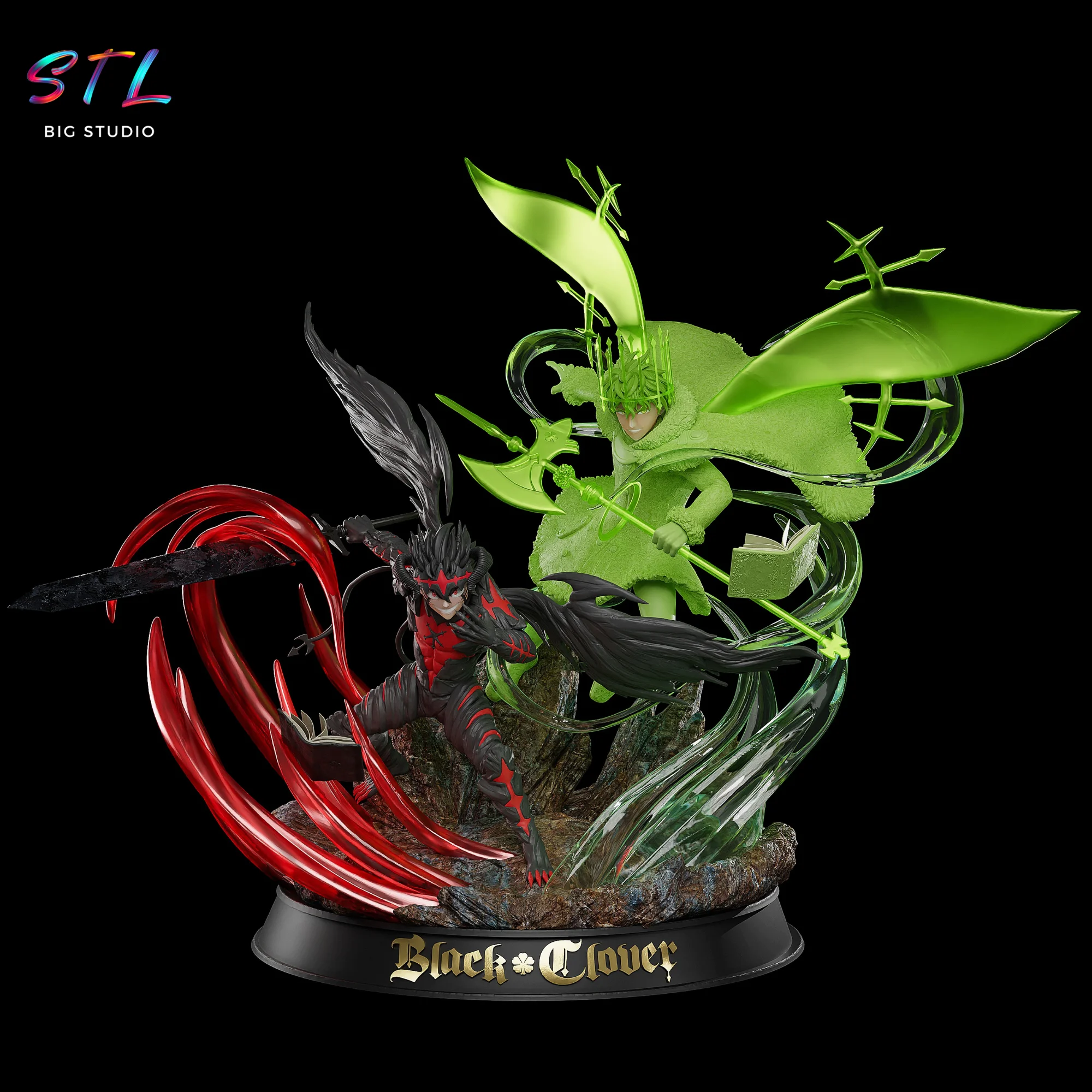 STL Asta & Yuno | Black Clover | 3D Printable Diorama Model