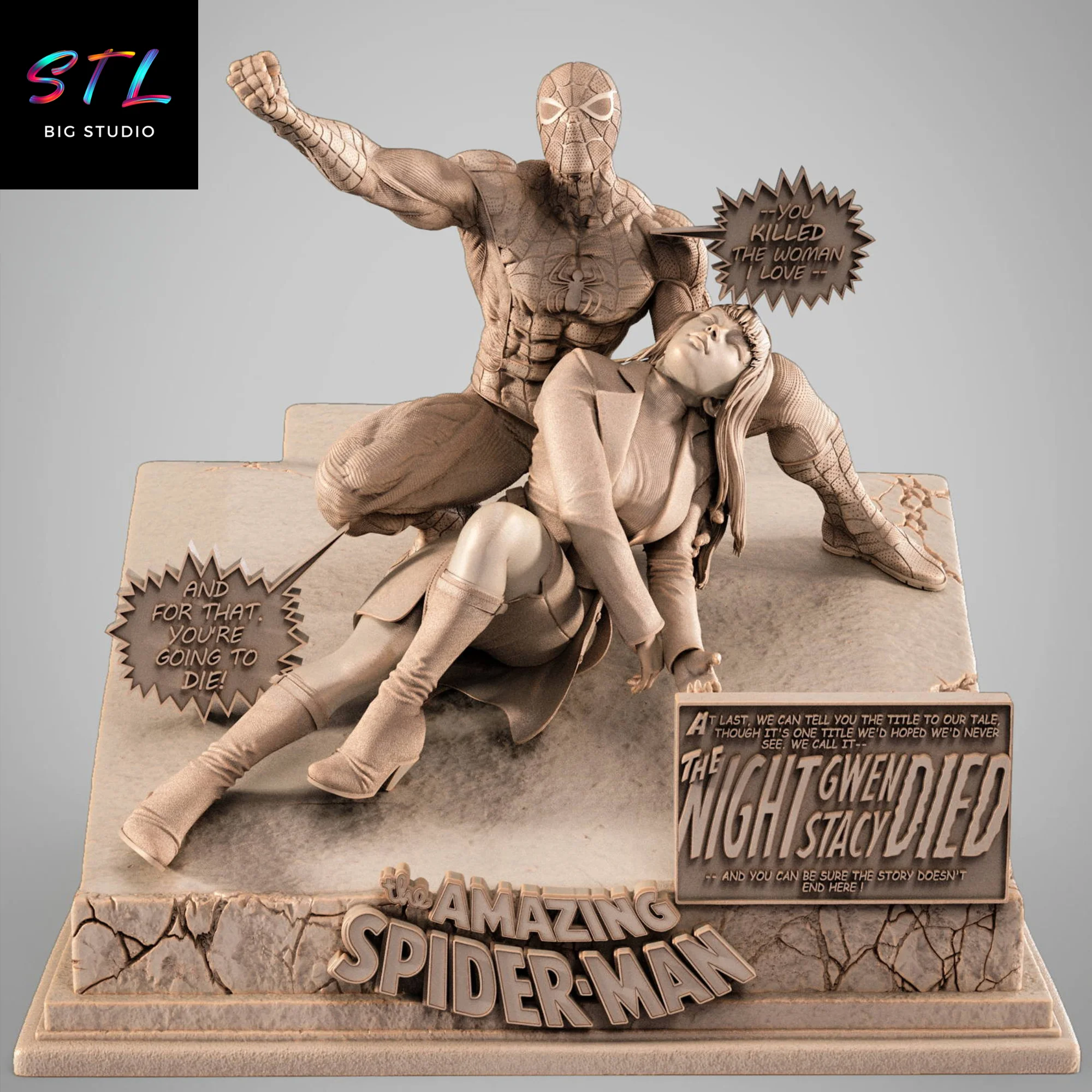 Spider-Man and Gwen Stacy Diorama STL | Marvel | 3D Printable Figure Model