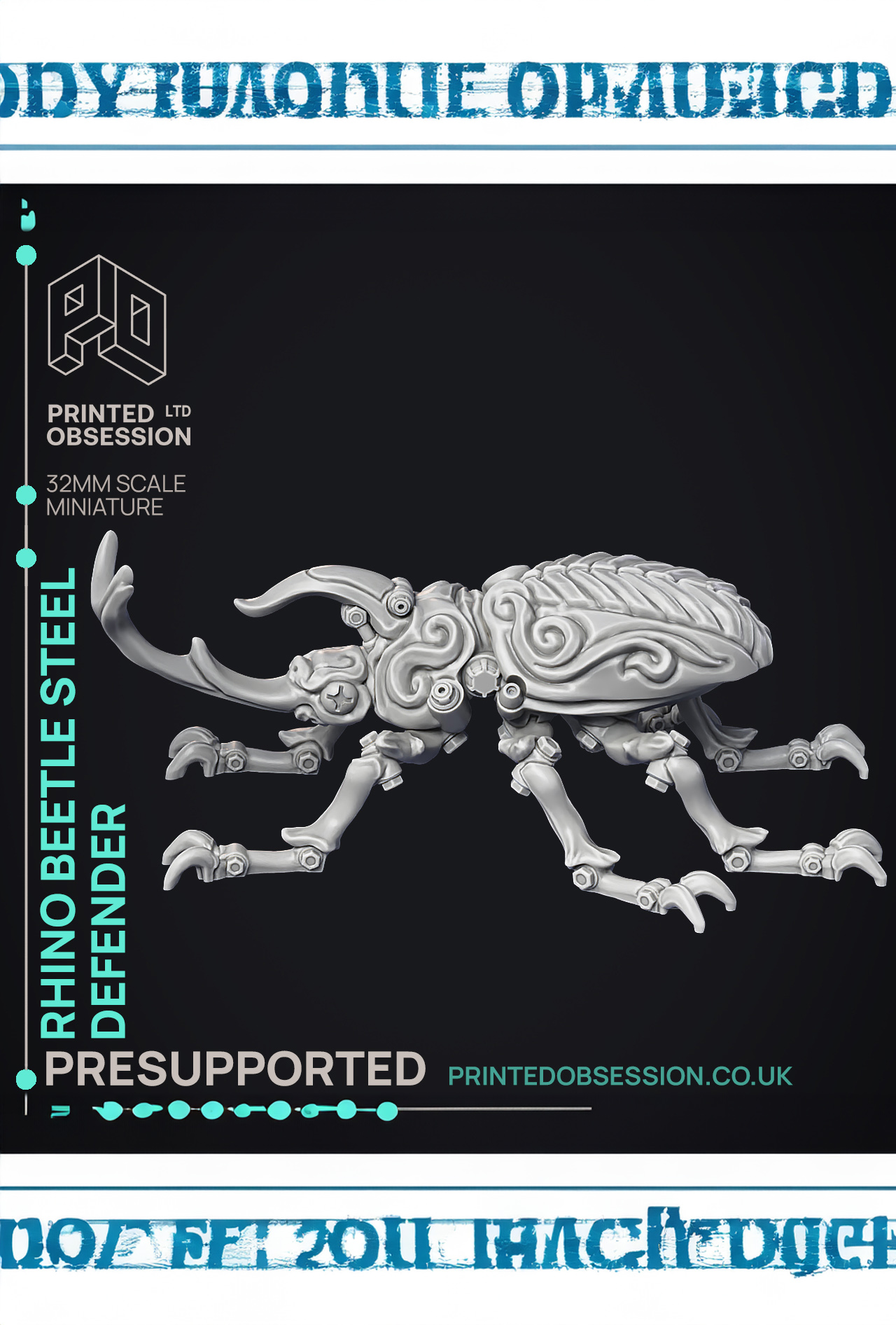 Rhino Beetle Steel defender - Artificer Construct - PRESUPPORTED - 32mm Scale 3D STL Model