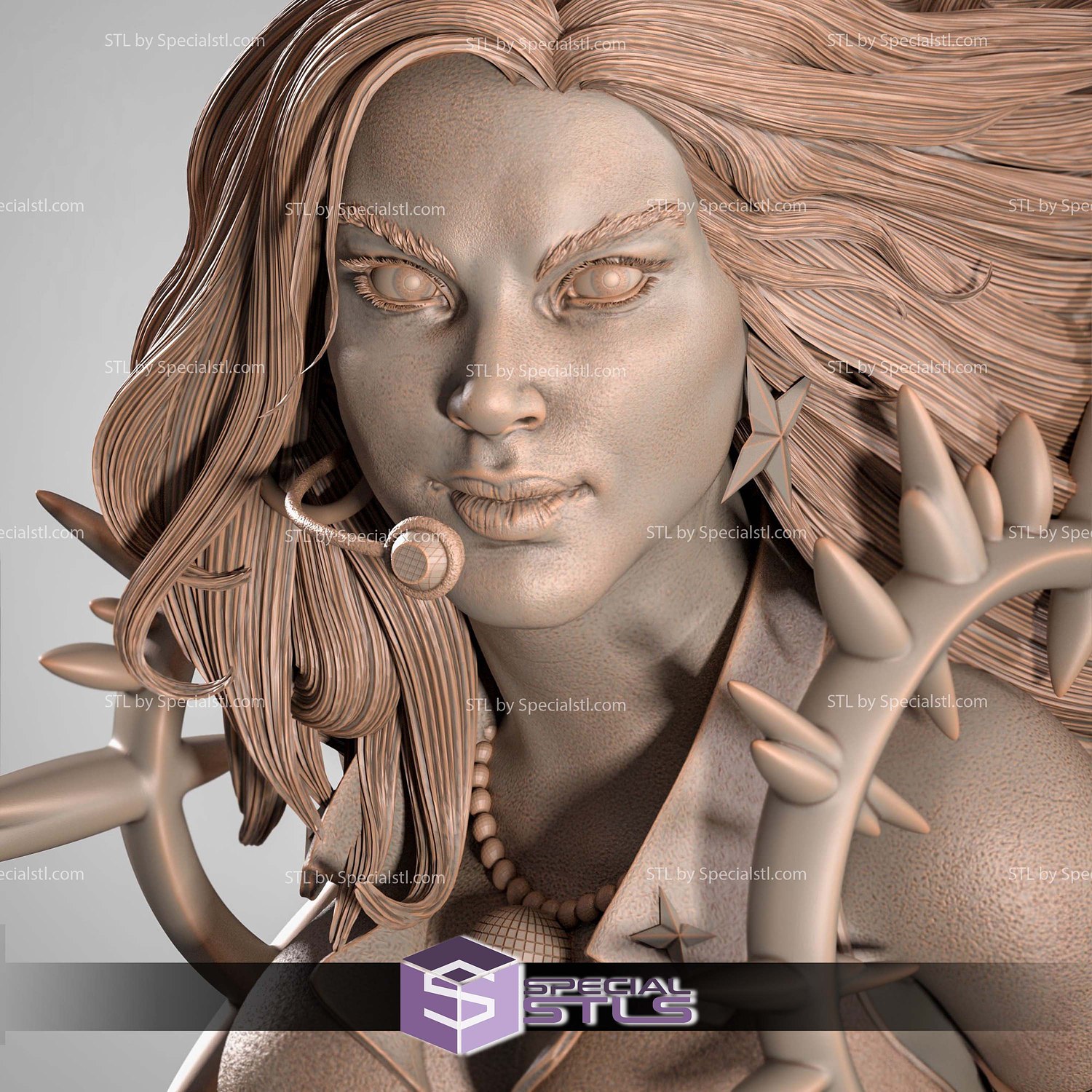 Dazzler Portrait Bust STL Files 3D Model — view 3