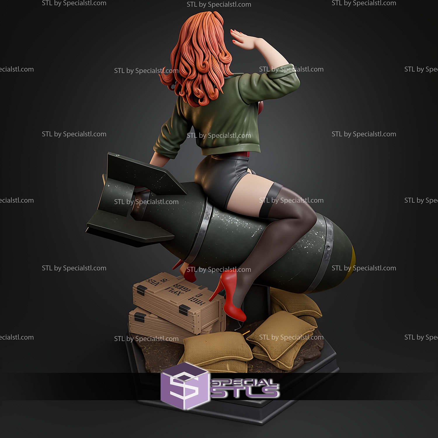 Air Force Bombshell STL Files 3D Model — view 6