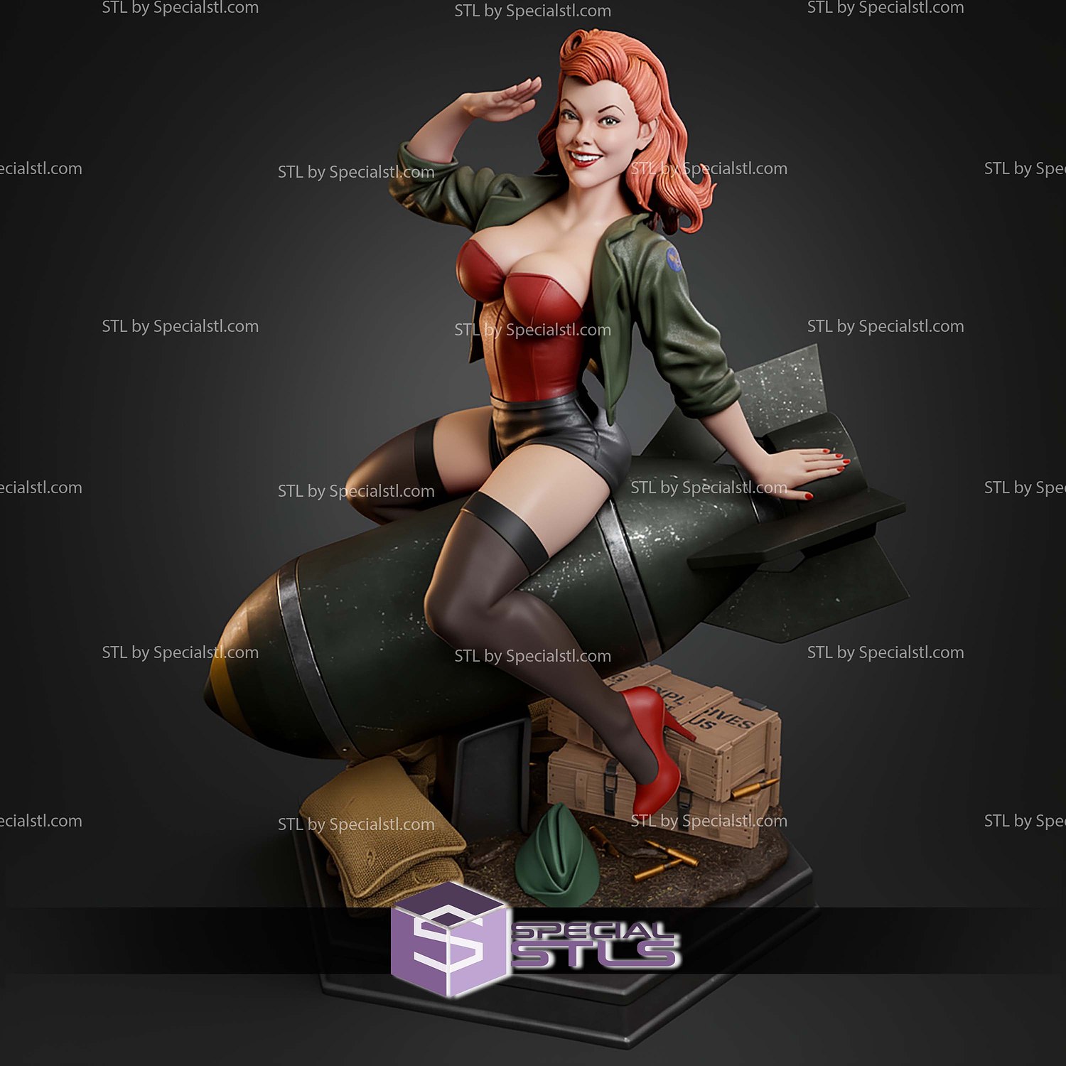 Air Force Bombshell STL Files 3D Model — view 7