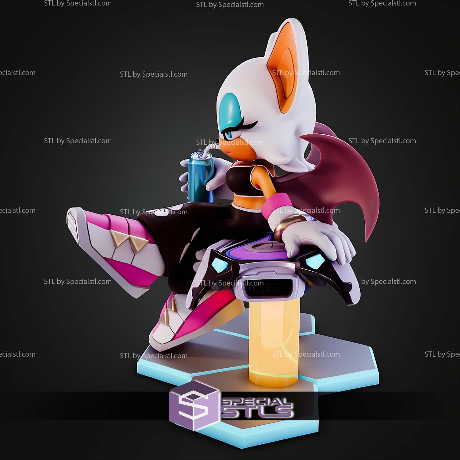 Rouge Sonic Riders STL Files 3D Model — view 2