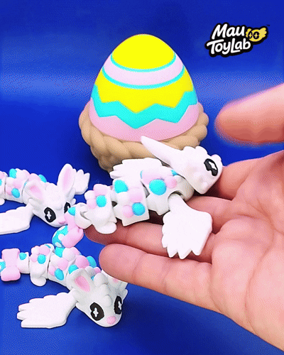 Mini Easter Dragon STL – Articulated Print-in-Place Dragon with Opening Egg 3D 3MF Model — view 2