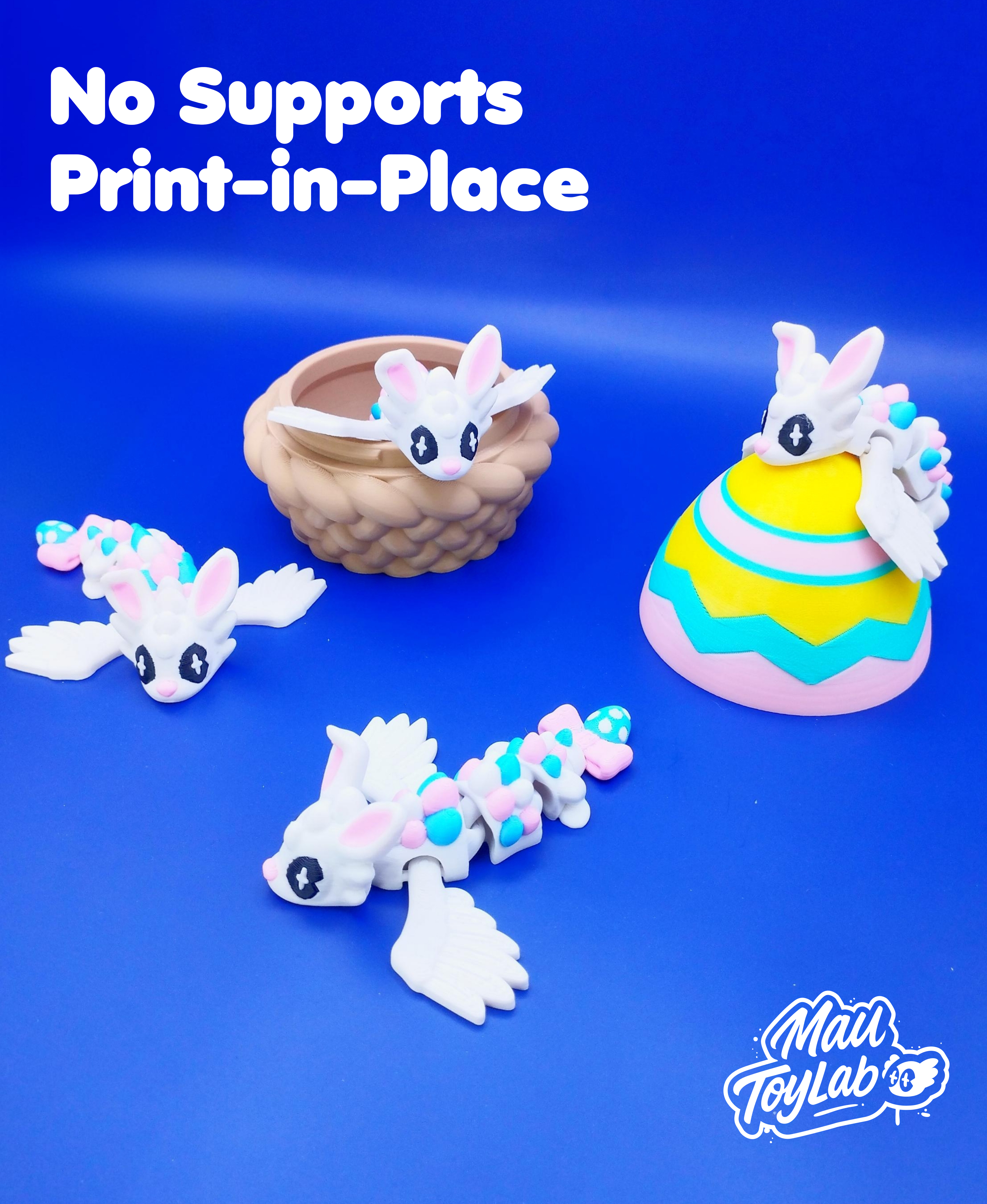 Mini Easter Dragon STL – Articulated Print-in-Place Dragon with Opening Egg 3D 3MF Model — view 3