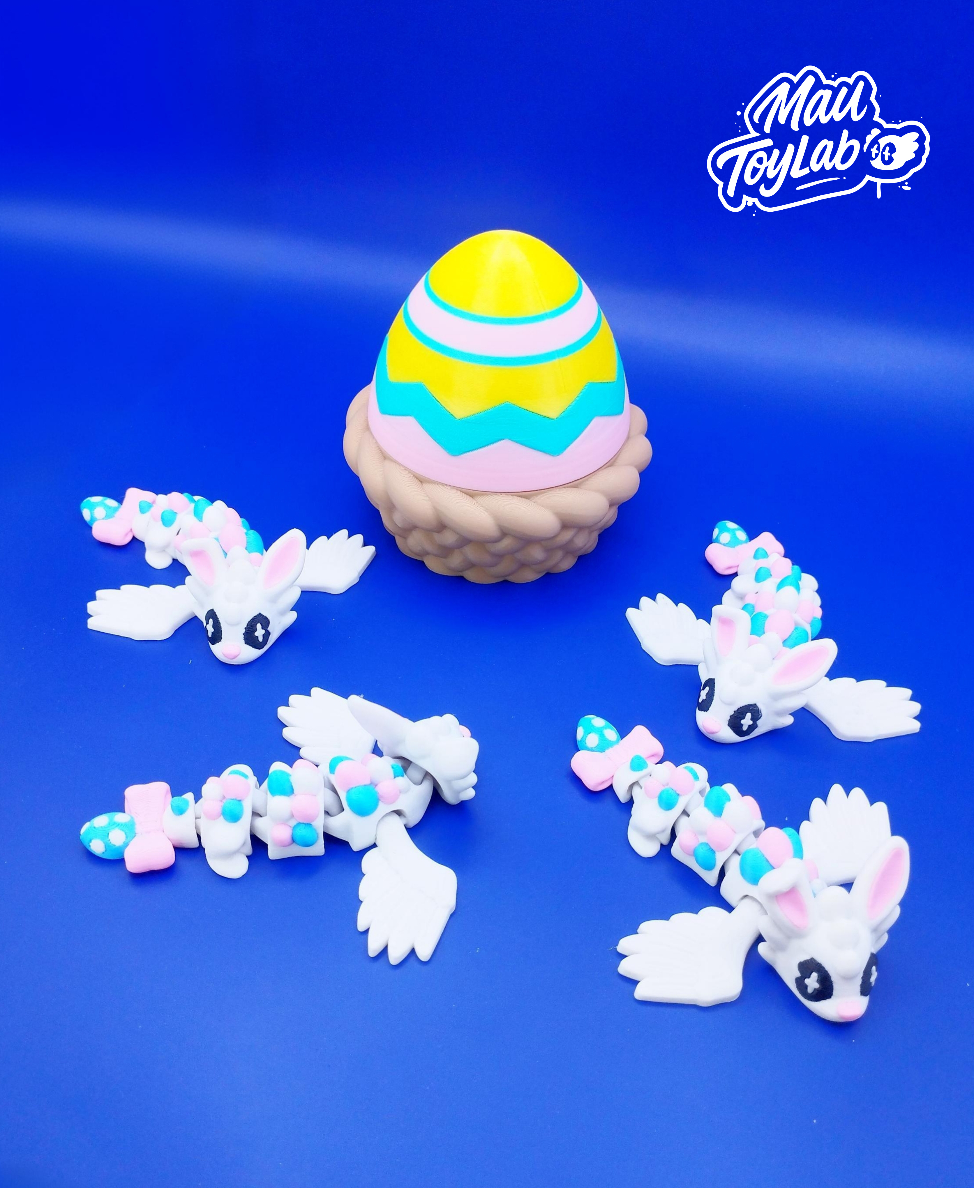 Mini Easter Dragon STL – Articulated Print-in-Place Dragon with Opening Egg 3D 3MF Model — view 4