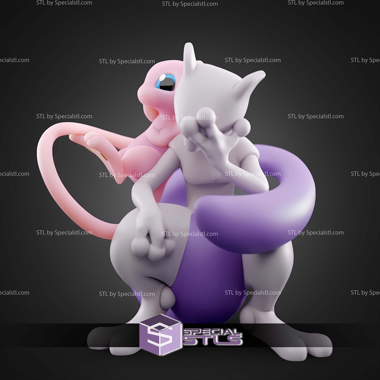 Basic Pokemon Collection Mew and Mewtwo 3D STL Model — view 4