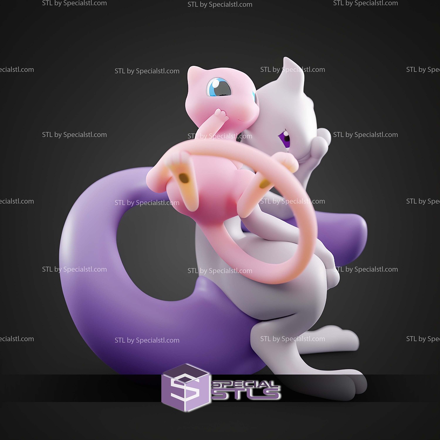 Basic Pokemon Collection Mew and Mewtwo 3D STL Model — view 7