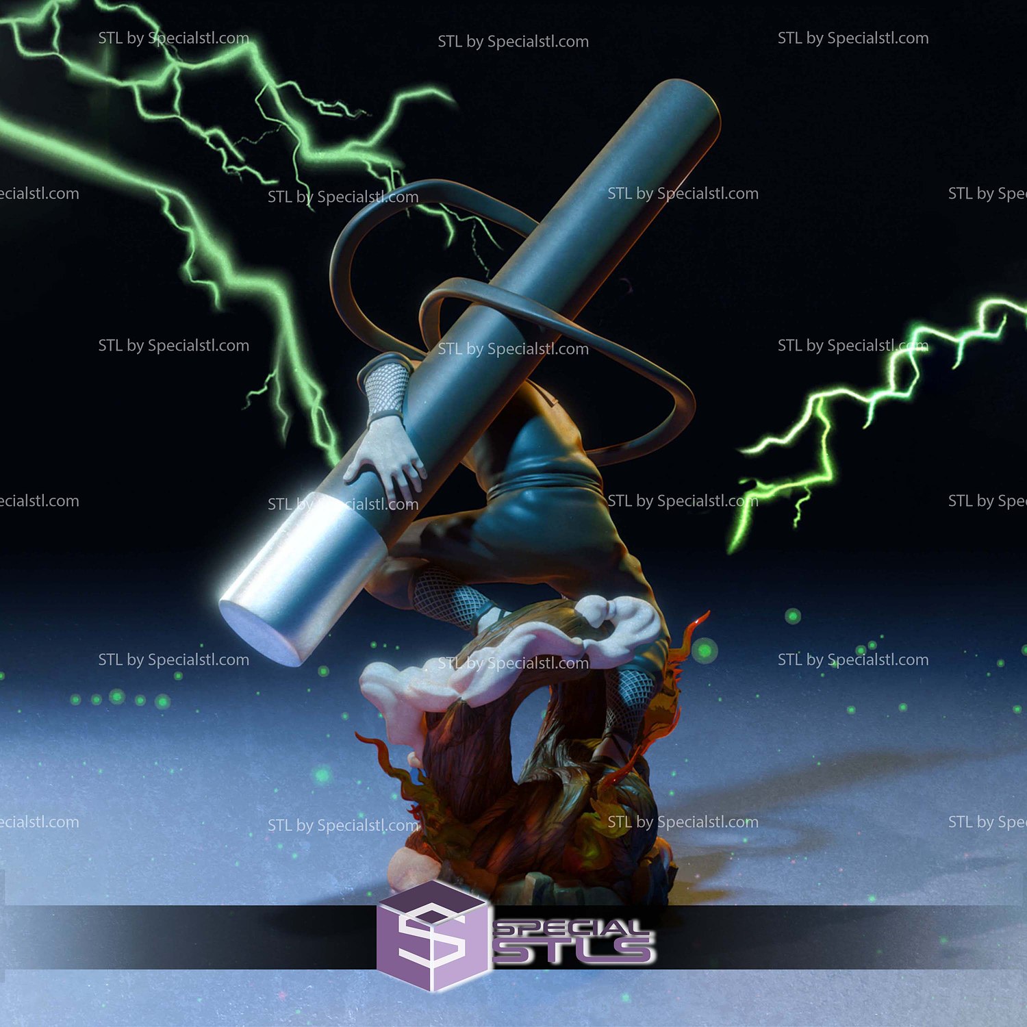 Hiruzen Sarutobi Adamantine Staff 3D Printer Files STL Model — view 3