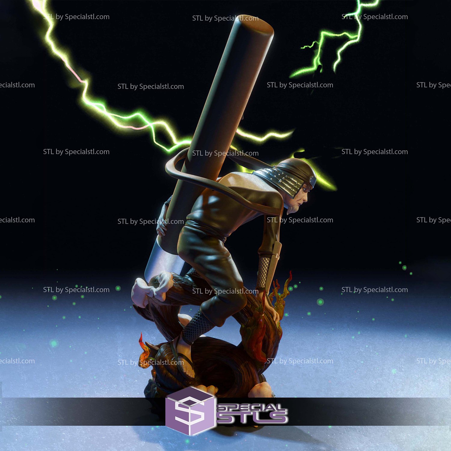 Hiruzen Sarutobi Adamantine Staff 3D Printer Files STL Model — view 4