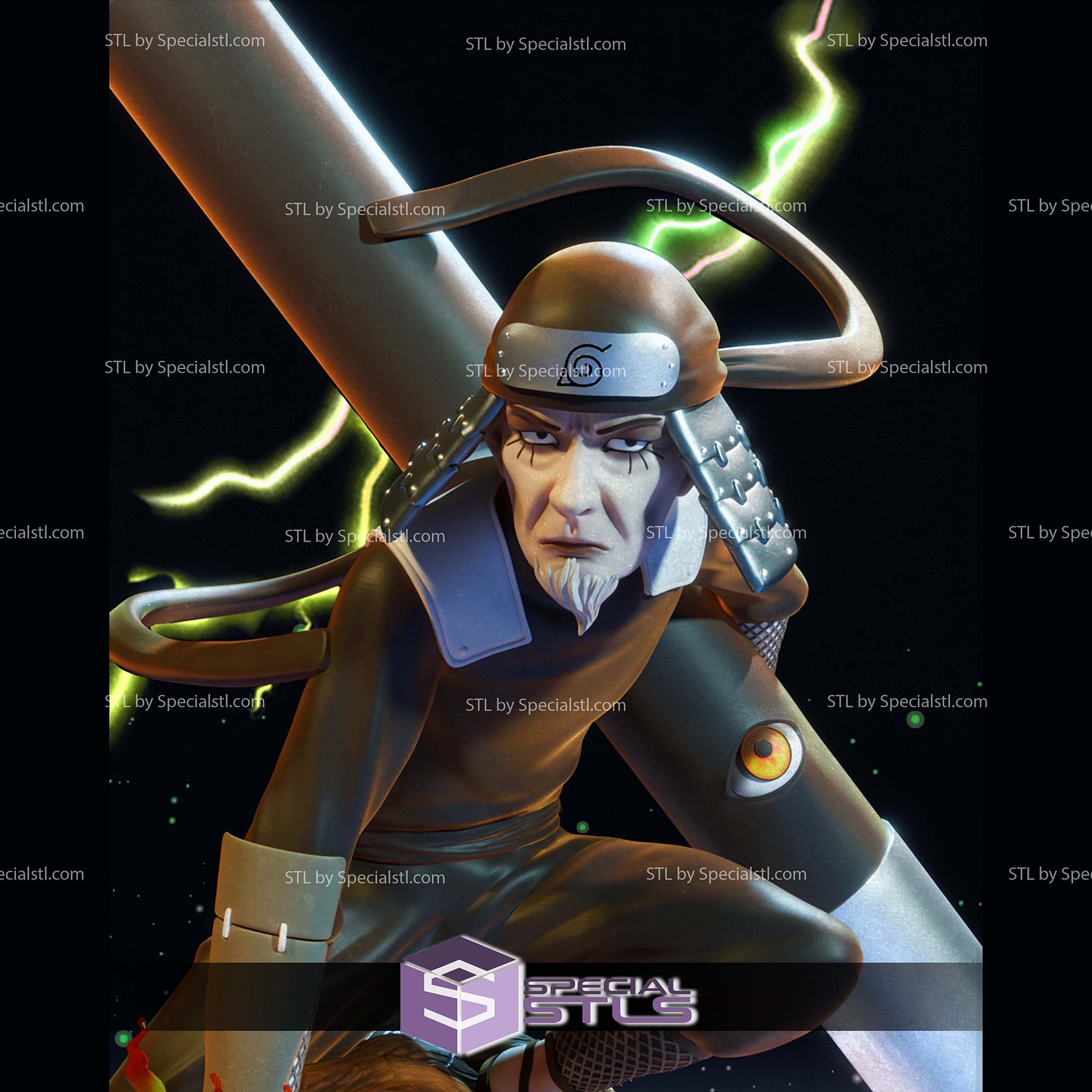 Hiruzen Sarutobi Adamantine Staff 3D Printer Files STL Model — view 5