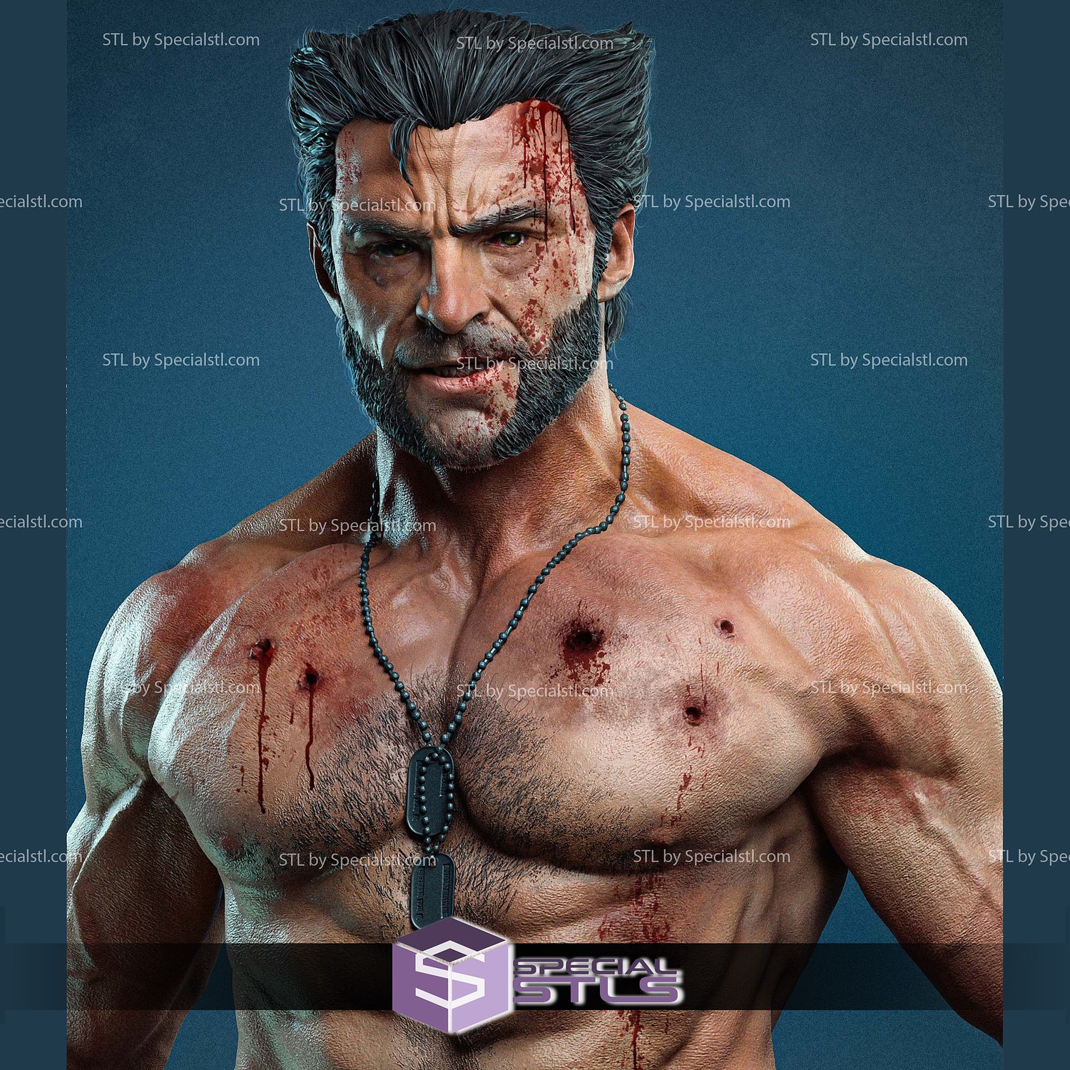 Logan and Blood 3D Model Sculpture STL Model — view 2