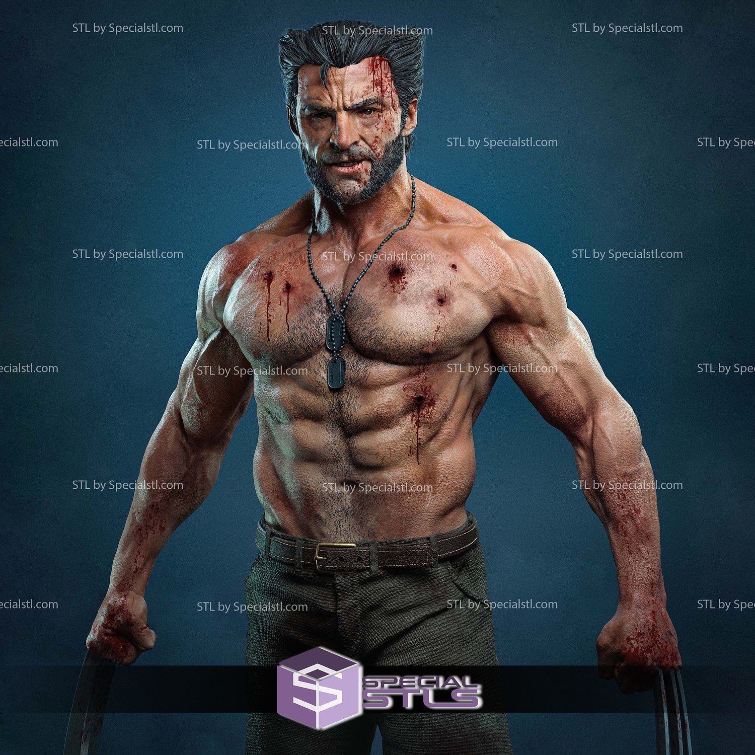 Logan and Blood 3D Model Sculpture STL Model — view 3