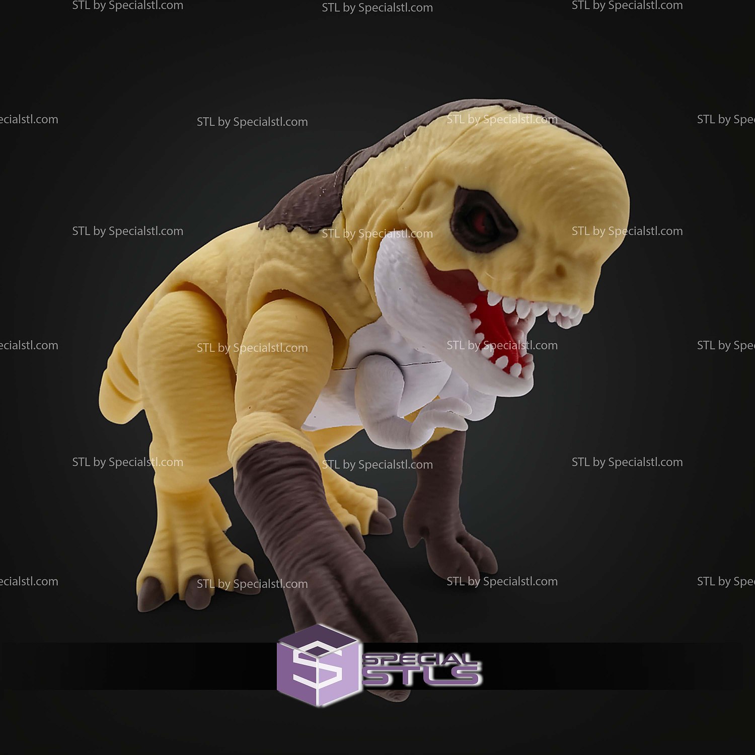 Super Basic STL Flexi Articulated Distortulus Rex 3D Model — view 2