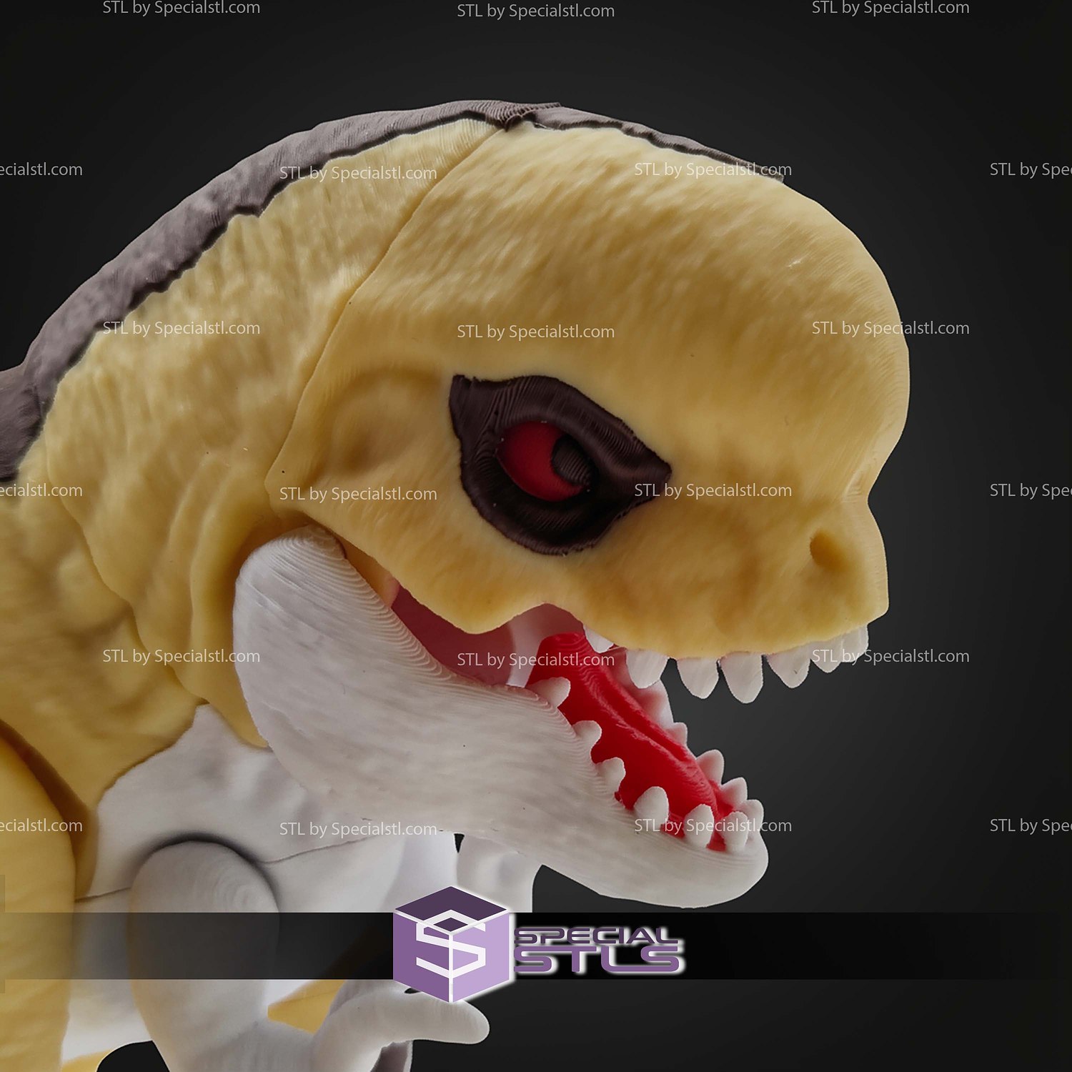 Super Basic STL Flexi Articulated Distortulus Rex 3D Model — view 3