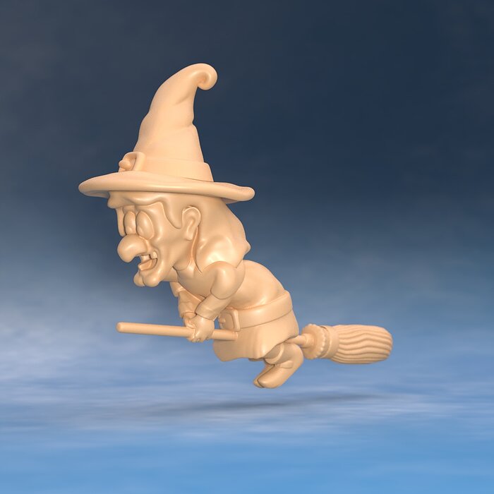Cartoon witch - Hazelnut 3D STL Model — view 3