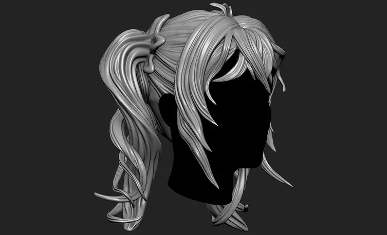 Fantasy Female 3D Hair Model OBJ STL 3D print model Model