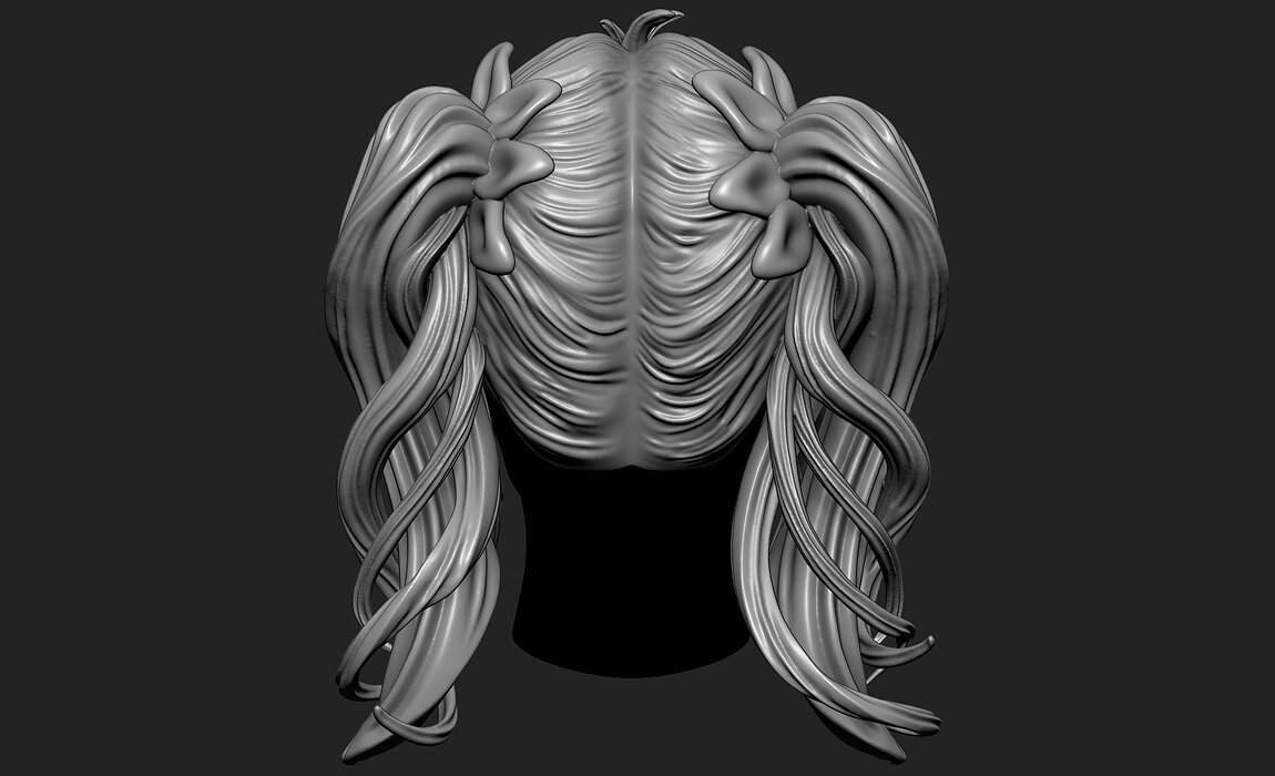 Fantasy Female 3D Hair Model OBJ STL 3D print model Model — view 5