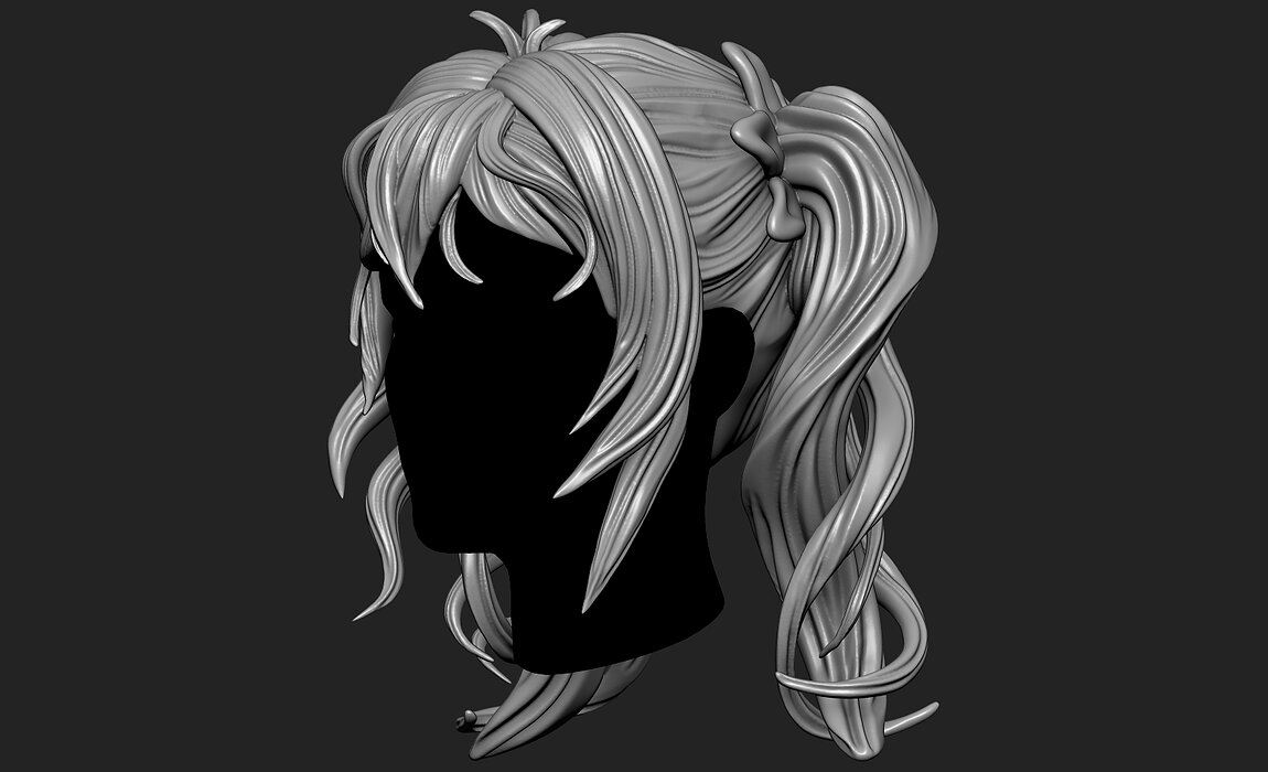 Fantasy Female 3D Hair Model OBJ STL 3D print model Model — view 8