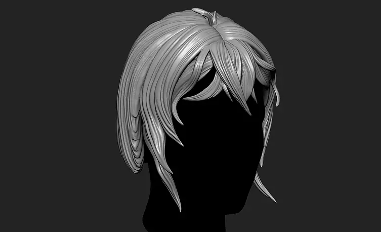 Fantasy Female 3D Hair Model OBJ STL Model