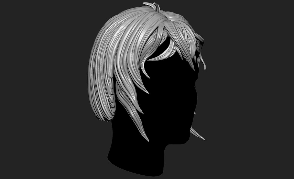 Fantasy Female 3D Hair Model OBJ STL Model — view 2