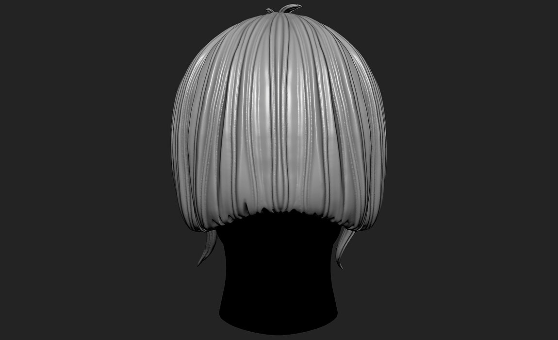 Fantasy Female 3D Hair Model OBJ STL Model — view 5