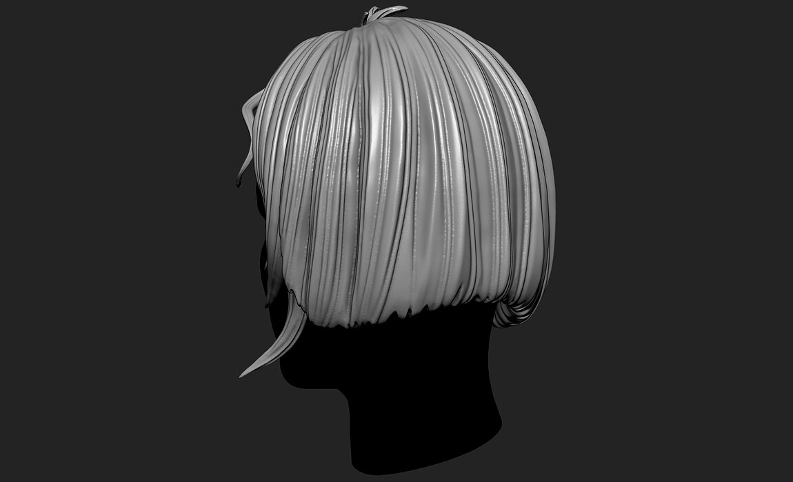 Fantasy Female 3D Hair Model OBJ STL Model — view 6