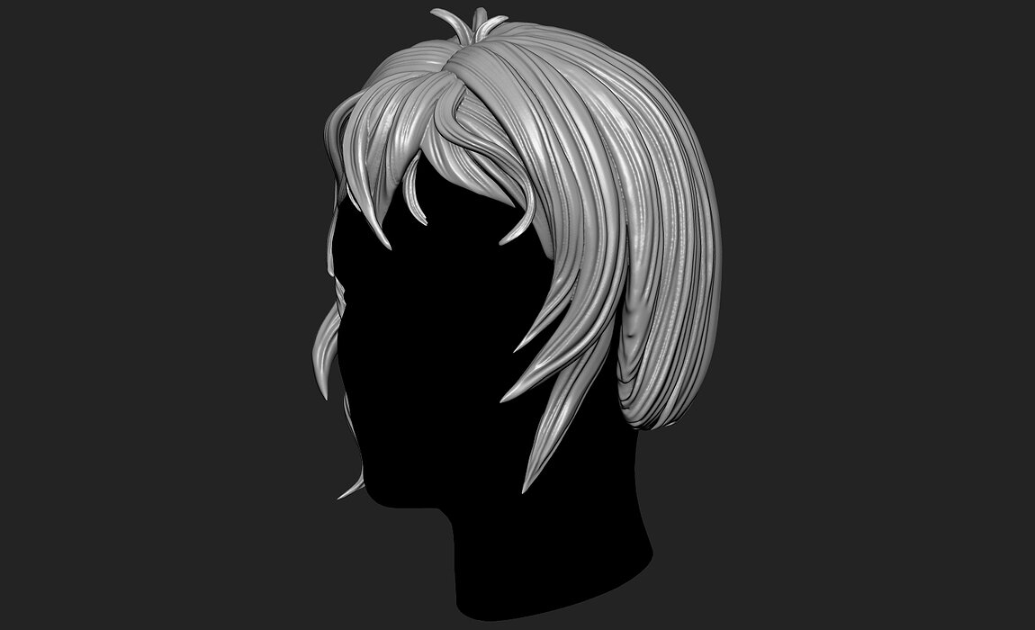 Fantasy Female 3D Hair Model OBJ STL Model — view 8