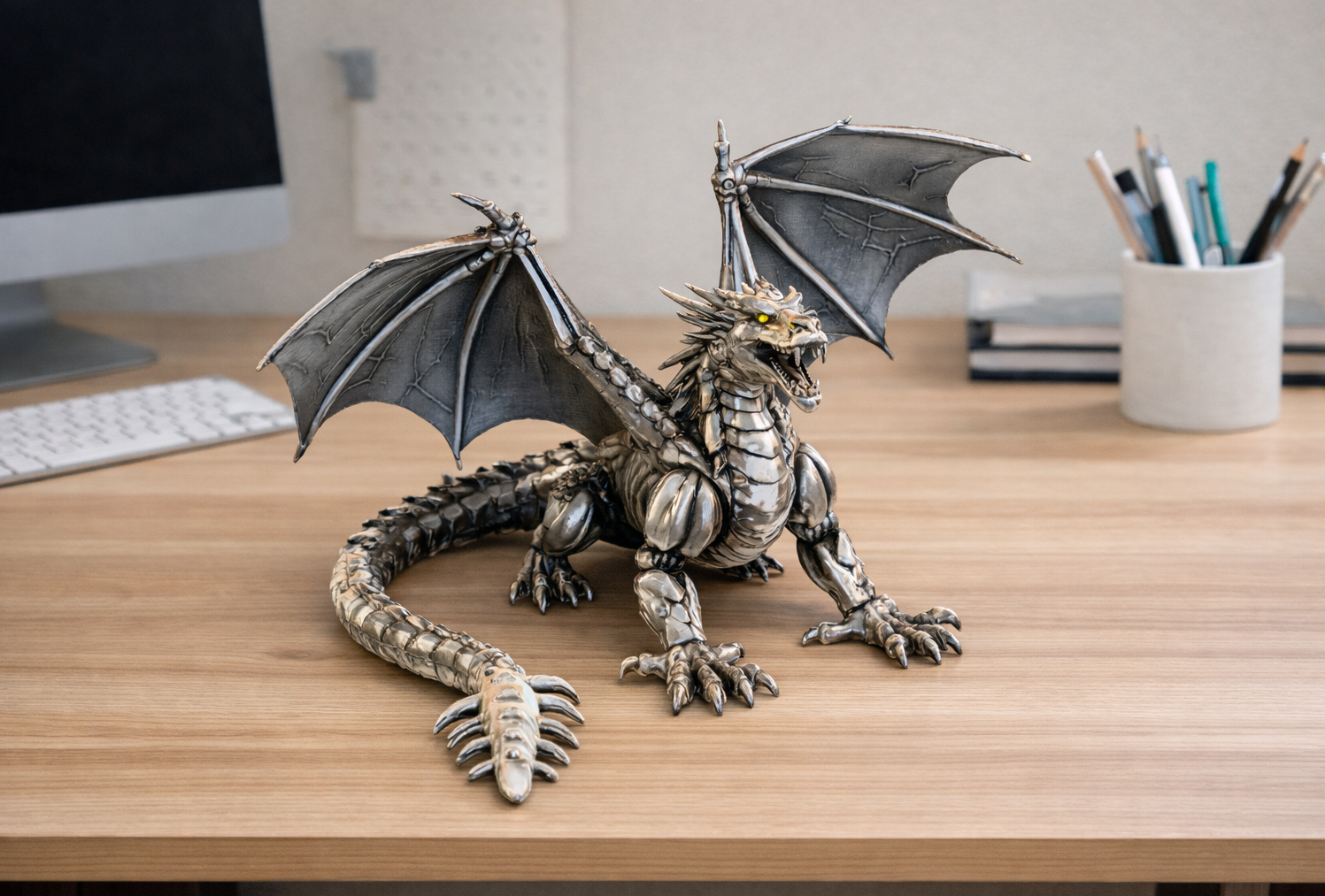Dark Silver Dragon 3D STL Model
