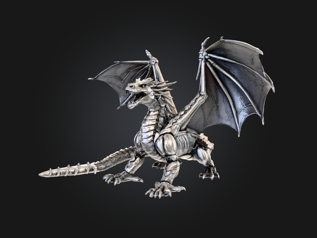 Dark Silver Dragon 3D STL Model — view 2