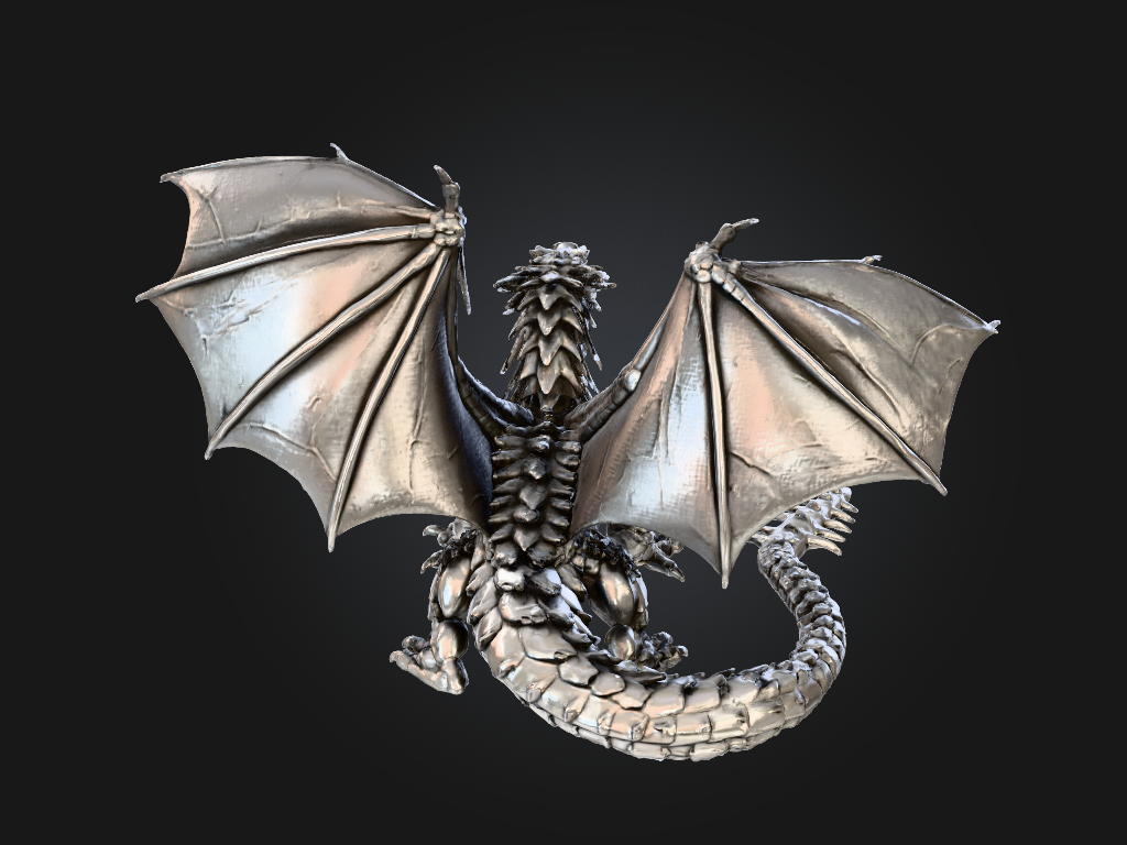 Dark Silver Dragon 3D STL Model — view 4