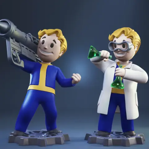 Vault Boy Big Guns and Chemist 3D Printer Files | Assembly STL Model