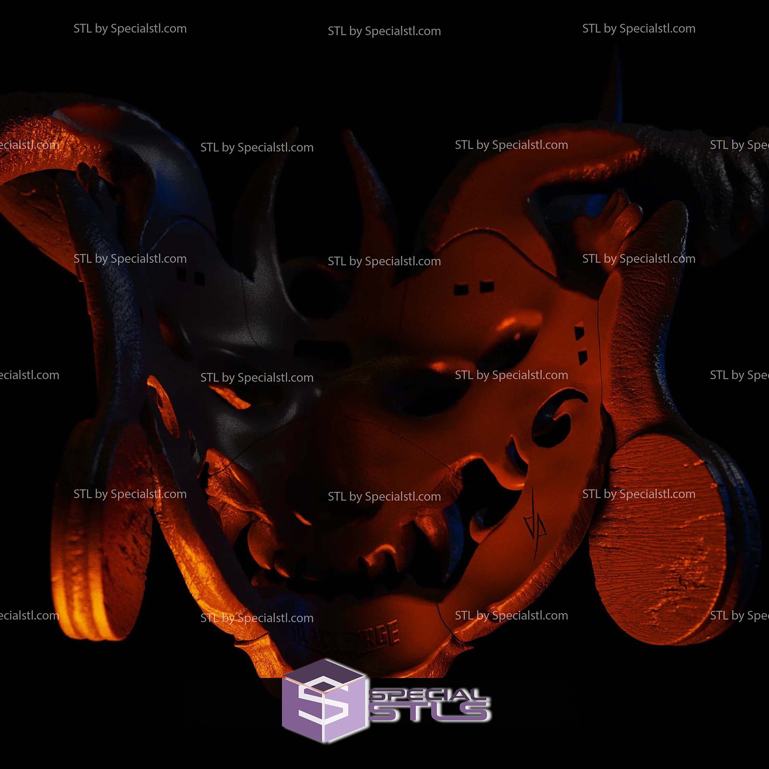 Cosplay STL Corrupted Tenjin Life Size Wearable Mask 3D Model — view 3