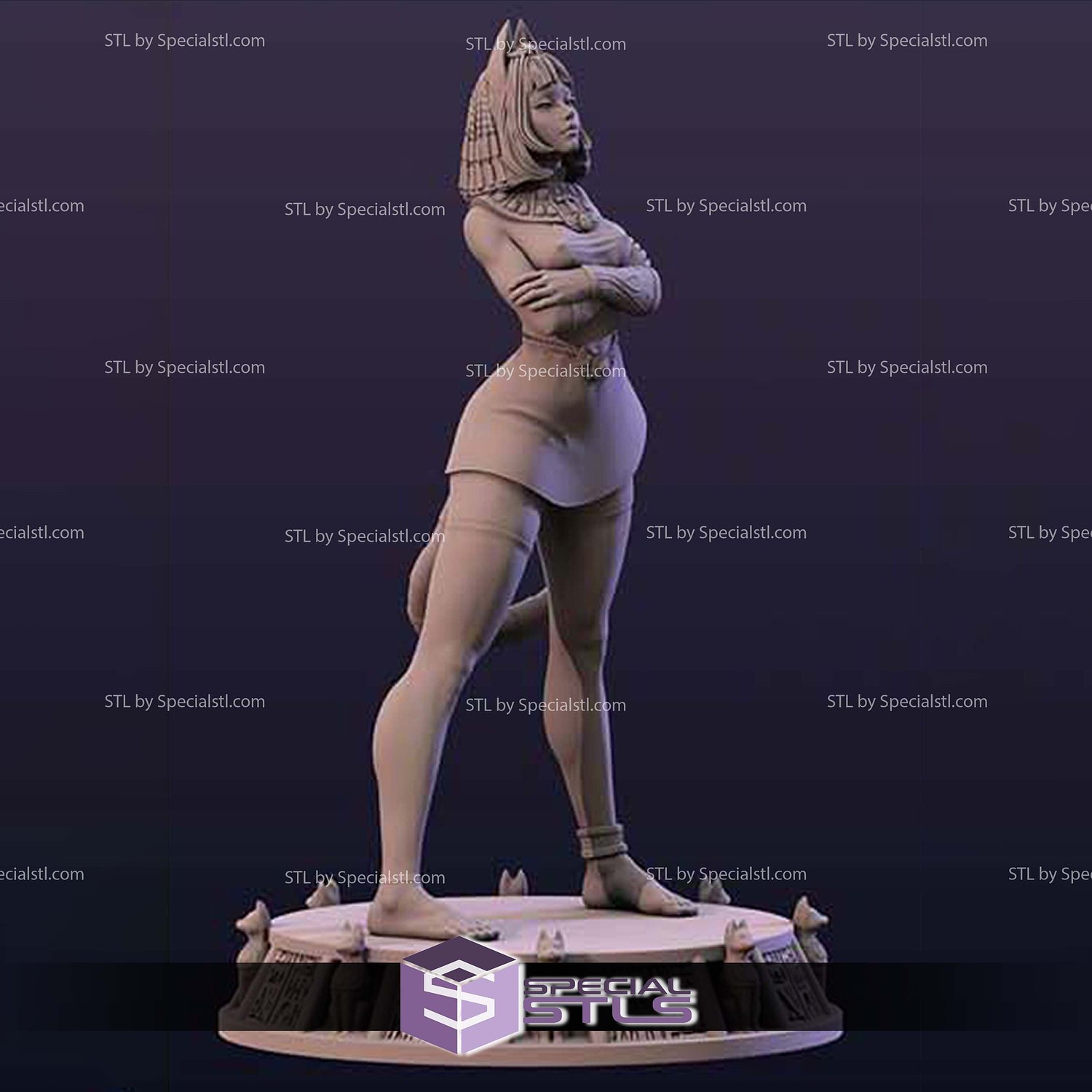 Ankhsu Ankha The Egyptian Girl STL Files 3D Model — view 4