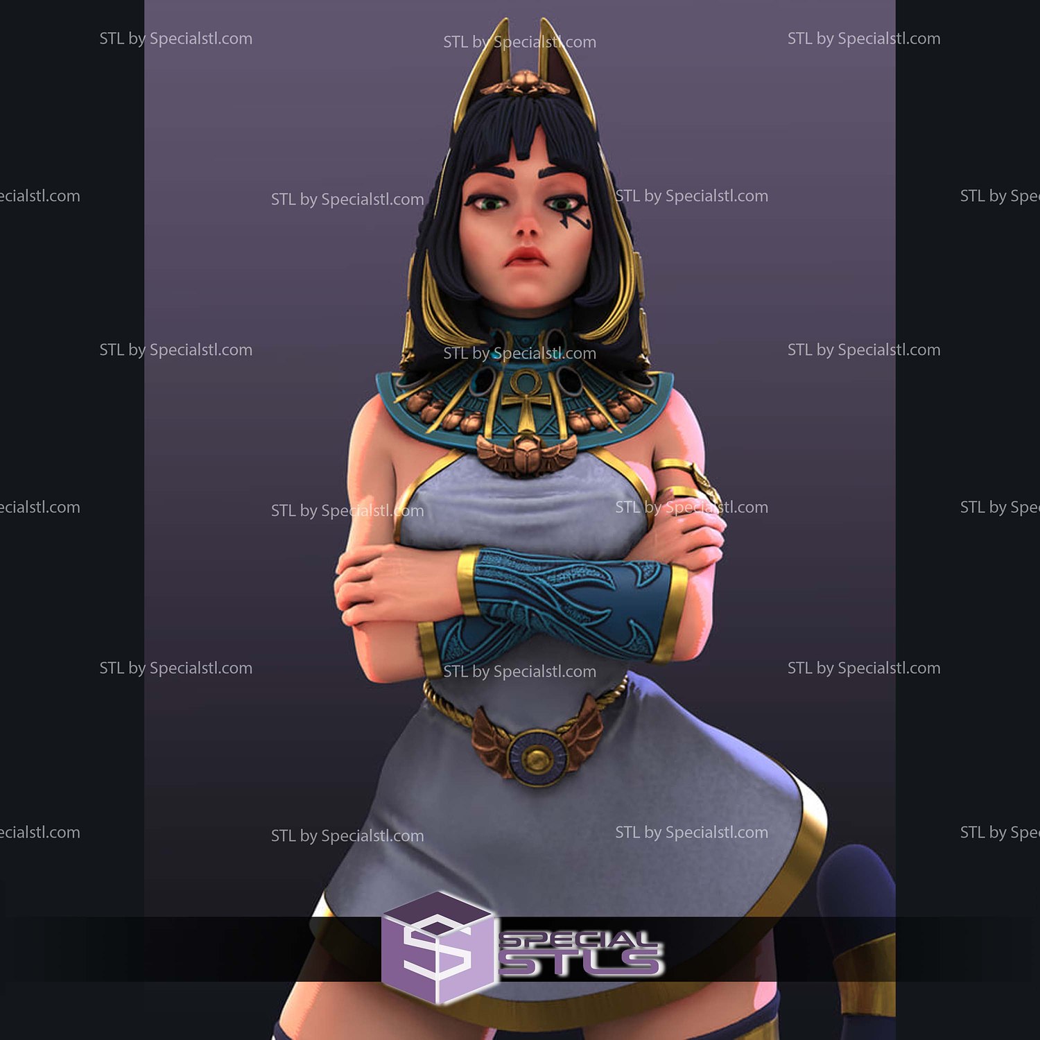 Ankhsu Ankha The Egyptian Girl STL Files 3D Model — view 6