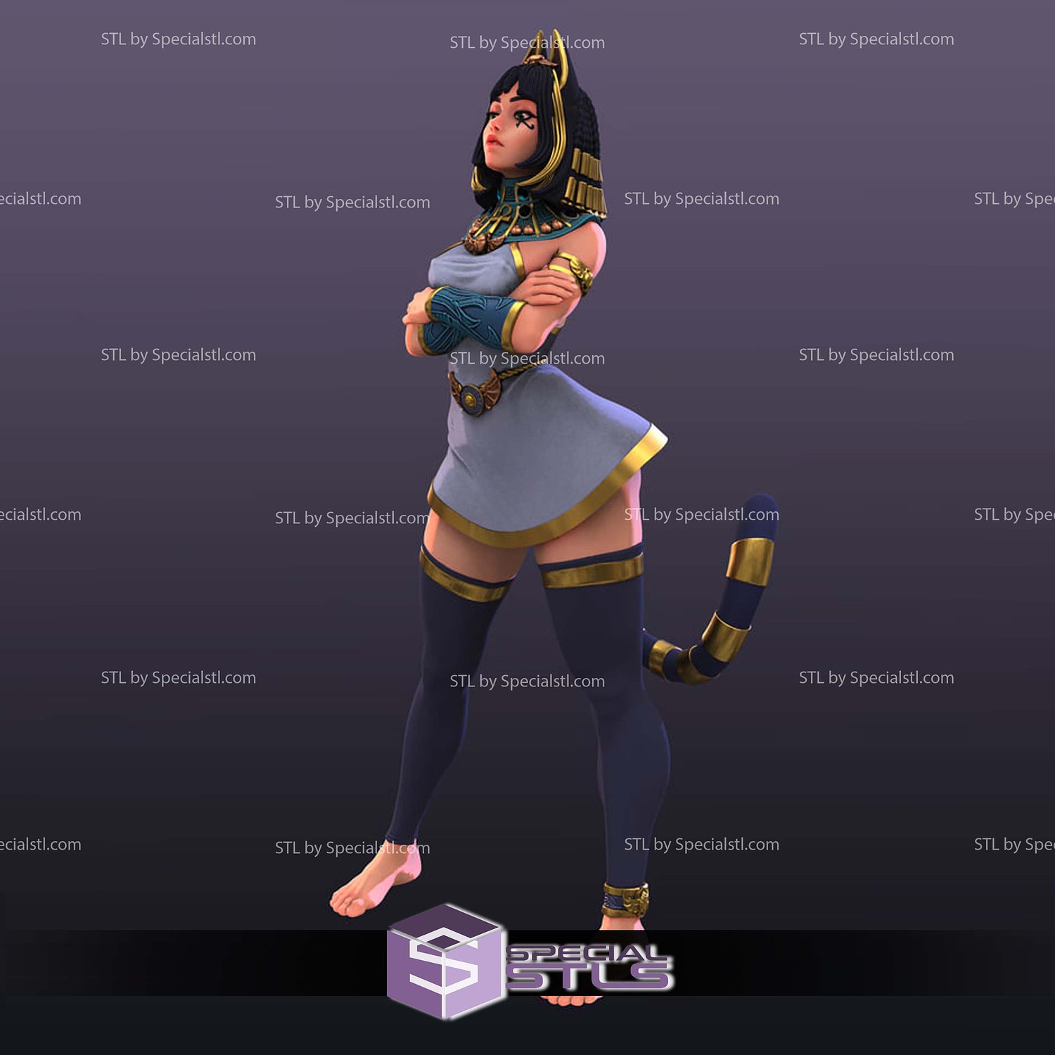 Ankhsu Ankha The Egyptian Girl STL Files 3D Model — view 7