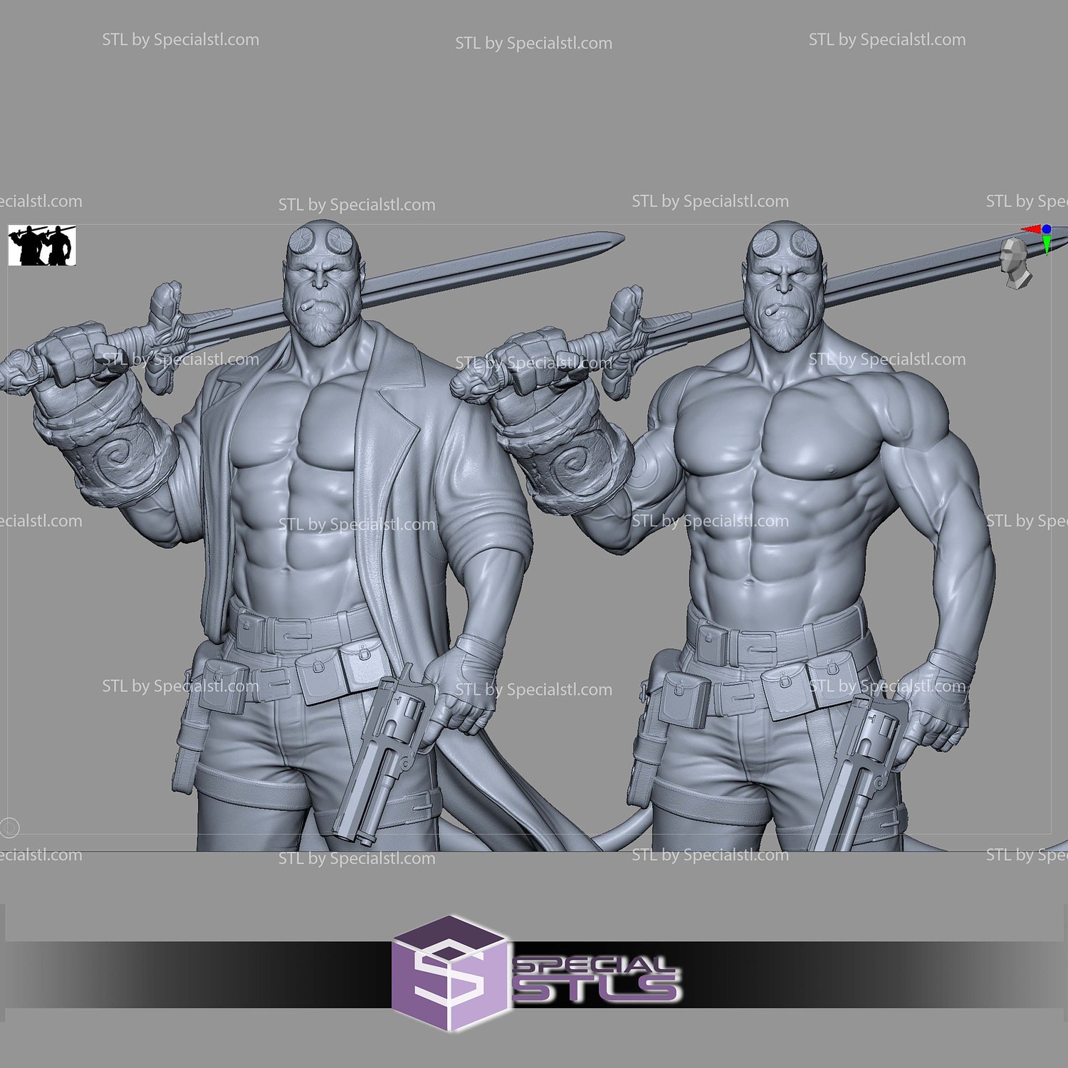 Hellboy Sword and Gun STL Files 3D Model — view 5