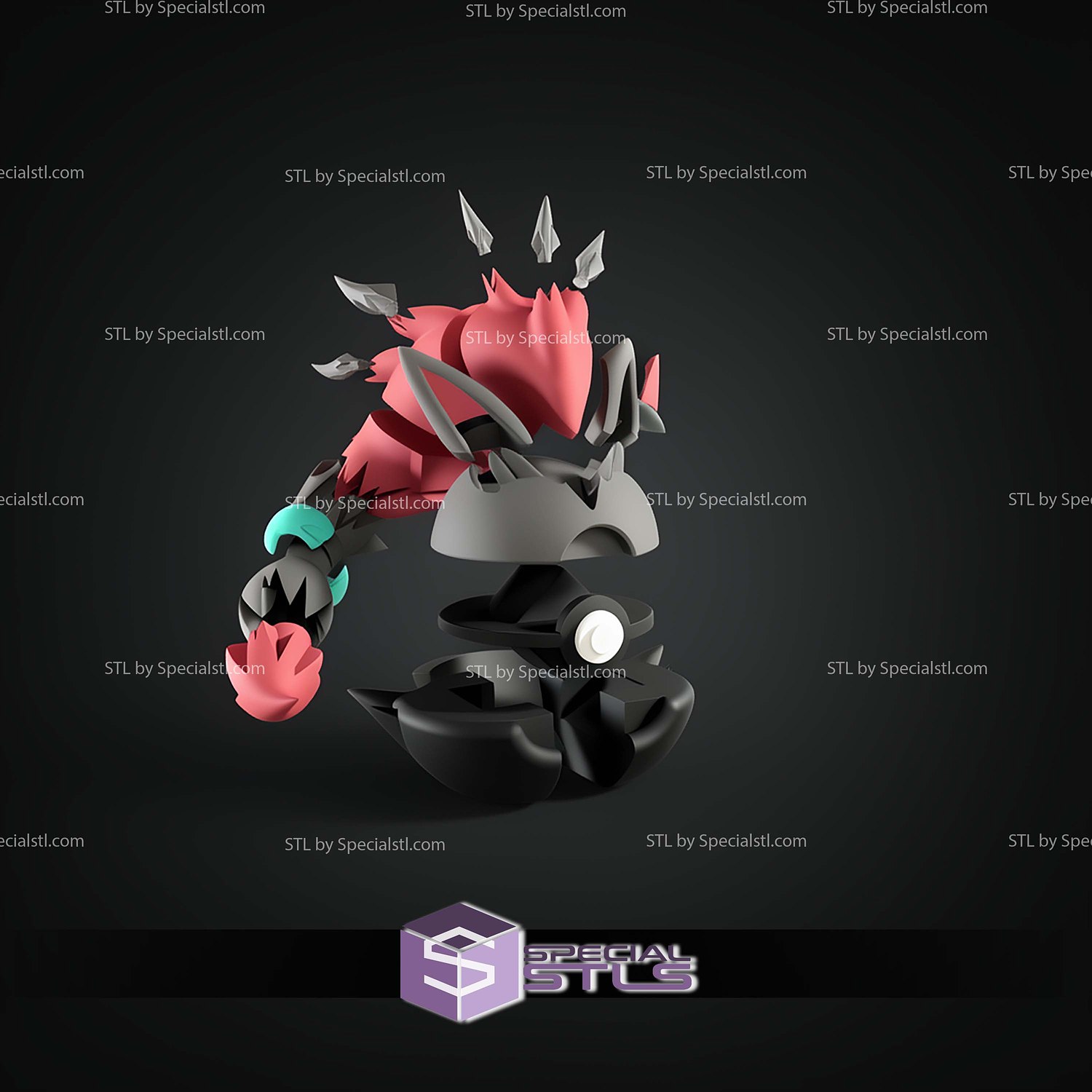 Super Basic Pokemon Zoroark Pokeball 3D STL Model — view 2