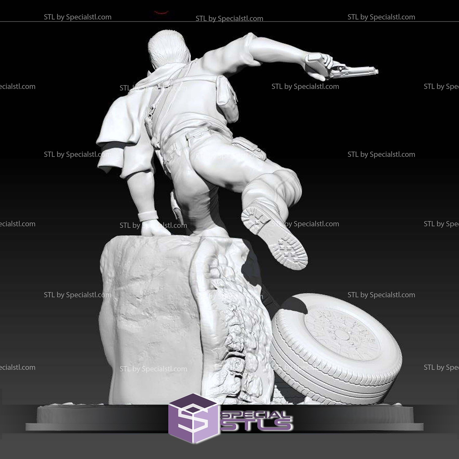 Uncharted 3 Nathan Drake Jump STL Files 3D Model — view 4