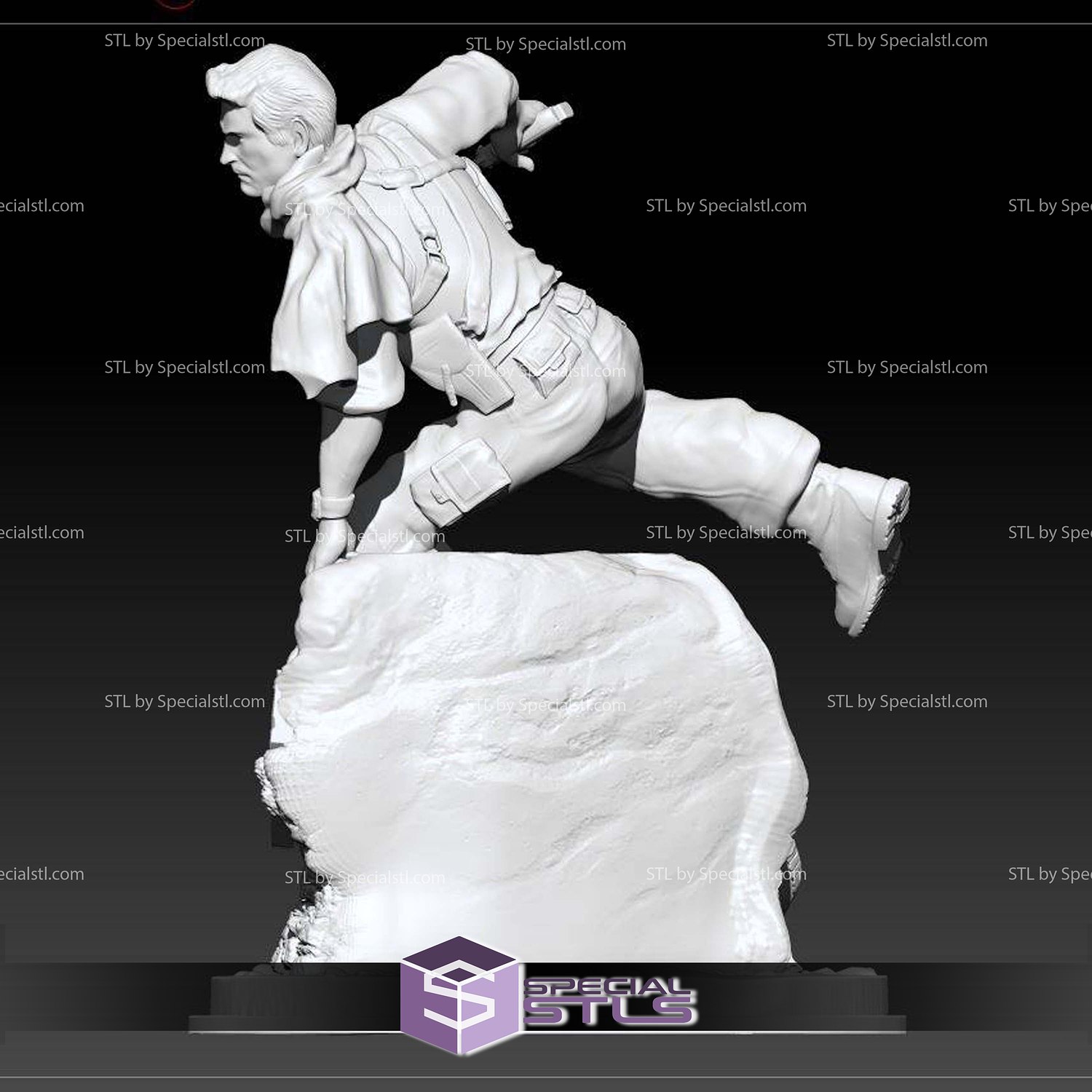 Uncharted 3 Nathan Drake Jump STL Files 3D Model — view 5