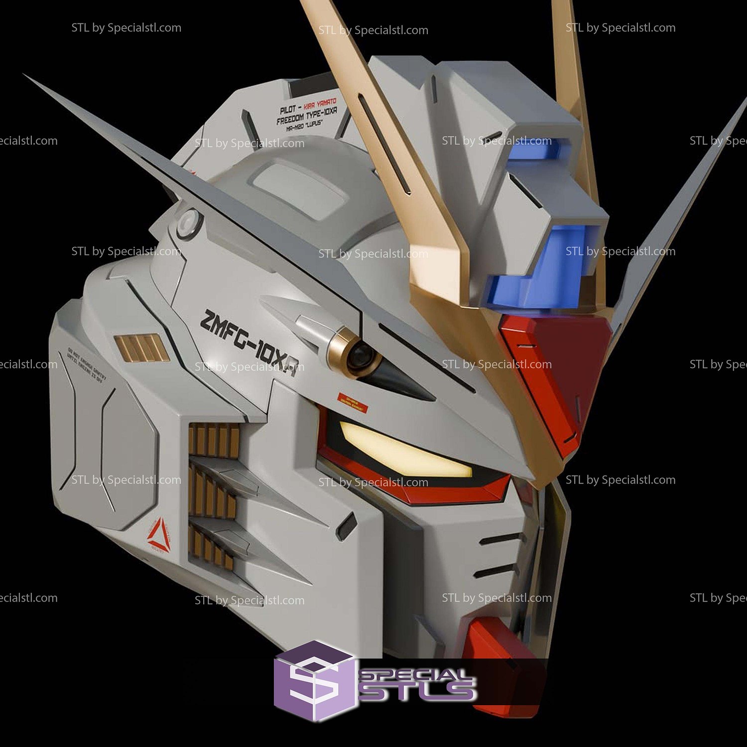 Cosplay STL Files Freedom Gundam Helmet 3D Model — view 3