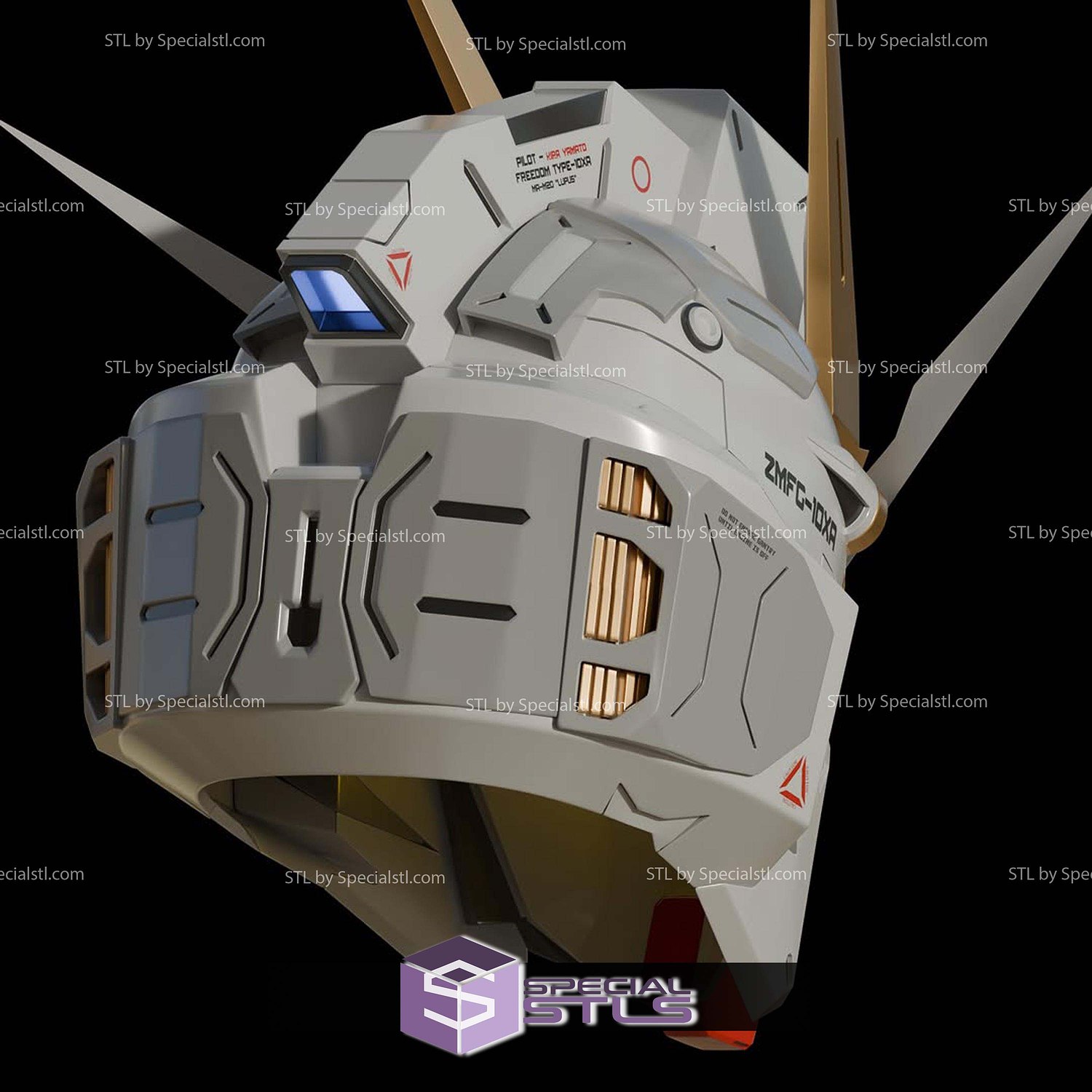 Cosplay STL Files Freedom Gundam Helmet 3D Model — view 5