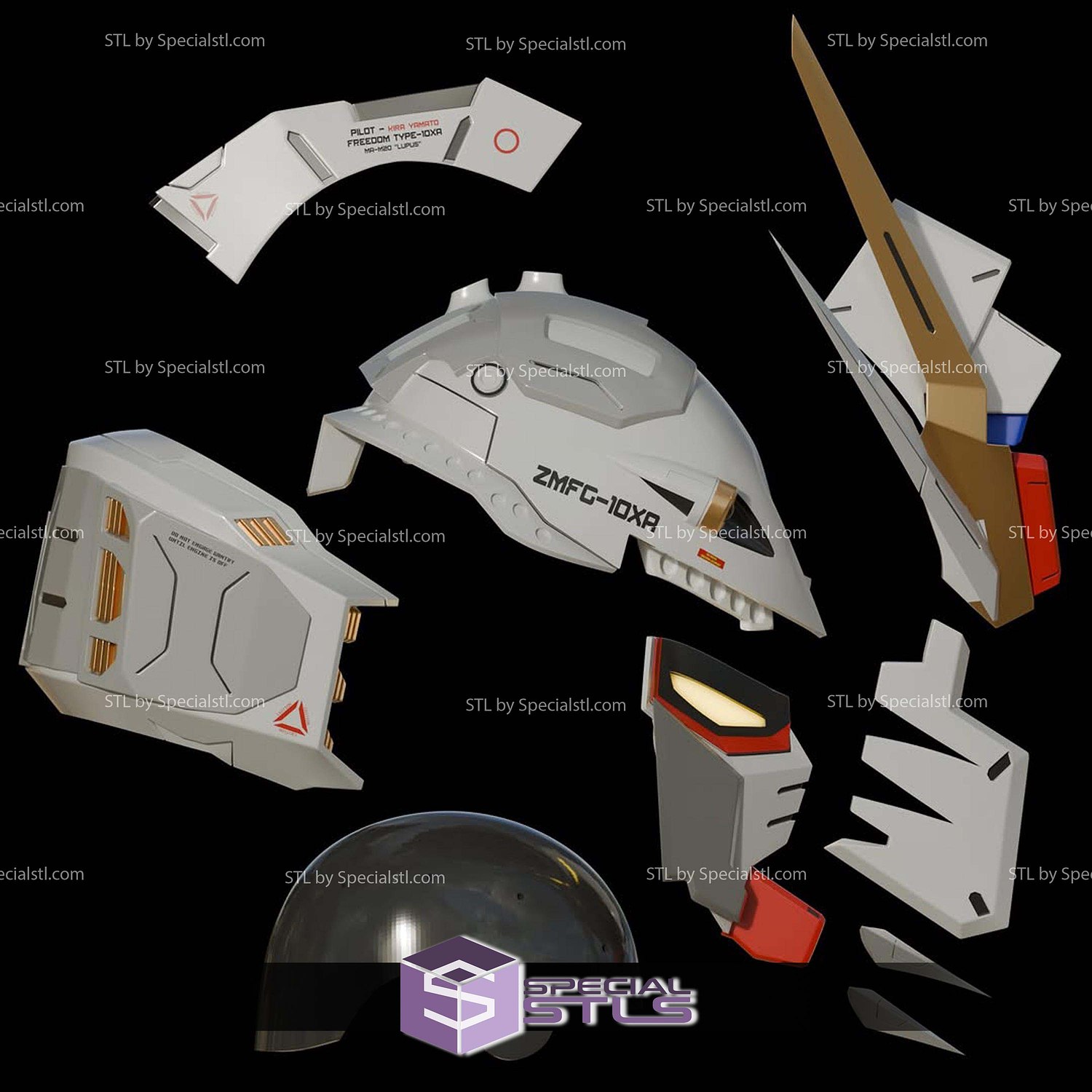 Cosplay STL Files Freedom Gundam Helmet 3D Model — view 7