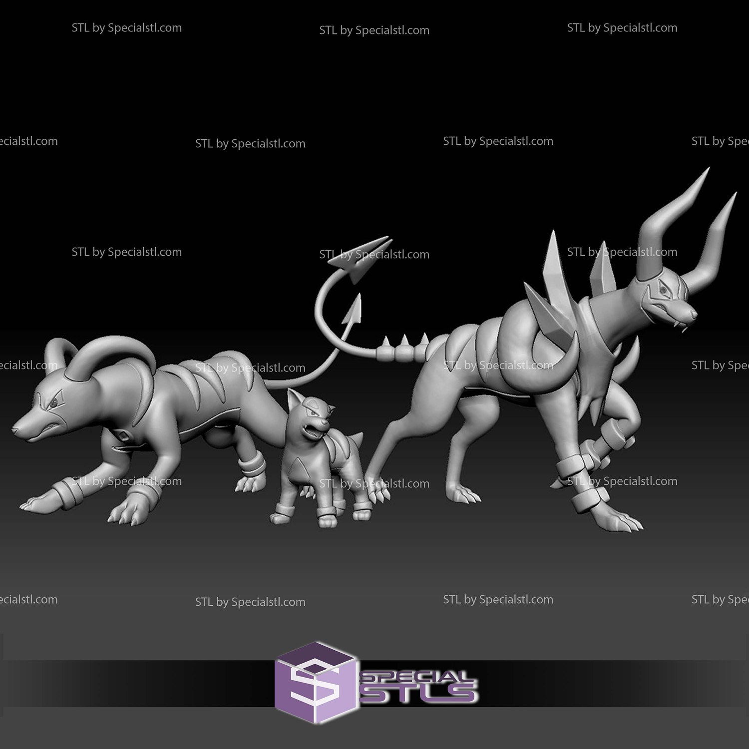Pokemon STL Collection Houndour Houndoom Mega Evolution 3D Model — view 2