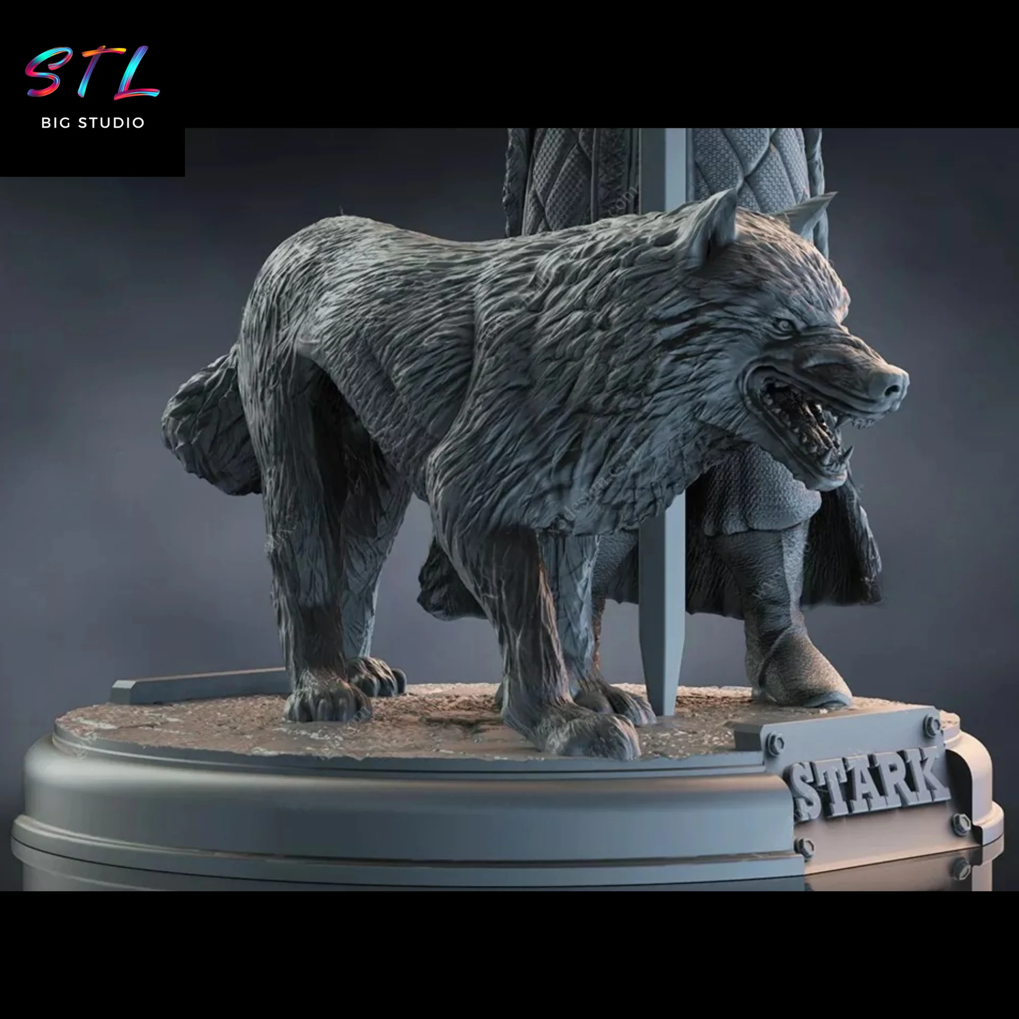 Jon Snow & Ghost Diorama STL | 3D Printable Figure | Game of Thrones Model — view 3
