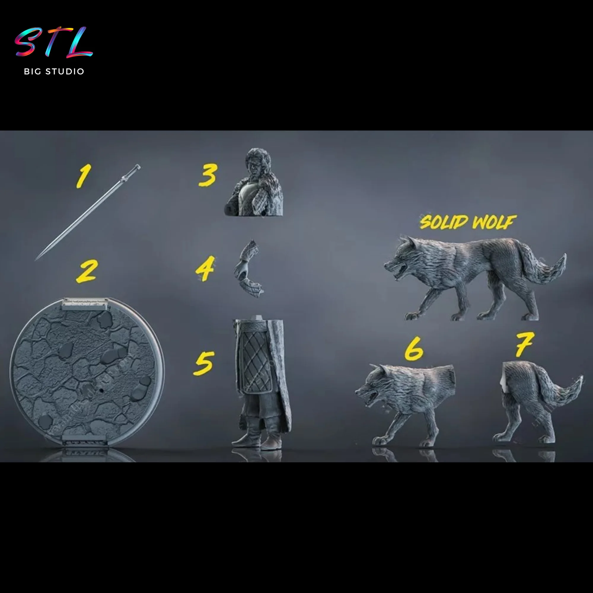 Jon Snow & Ghost Diorama STL | 3D Printable Figure | Game of Thrones Model — view 4