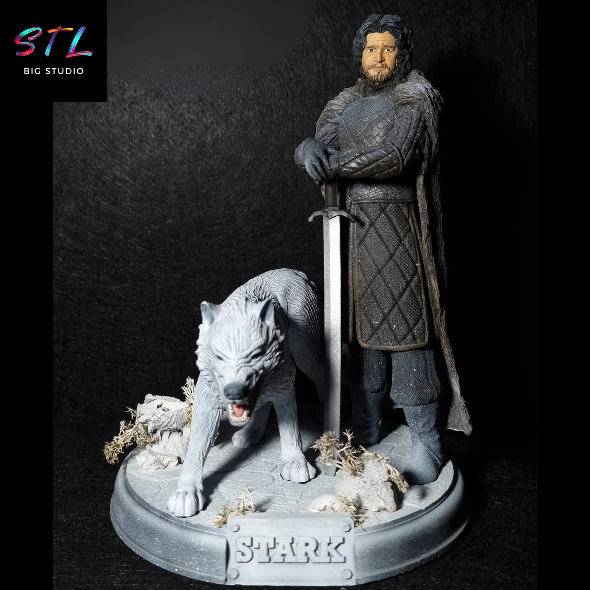 Jon Snow & Ghost Diorama STL | 3D Printable Figure | Game of Thrones Model — view 5