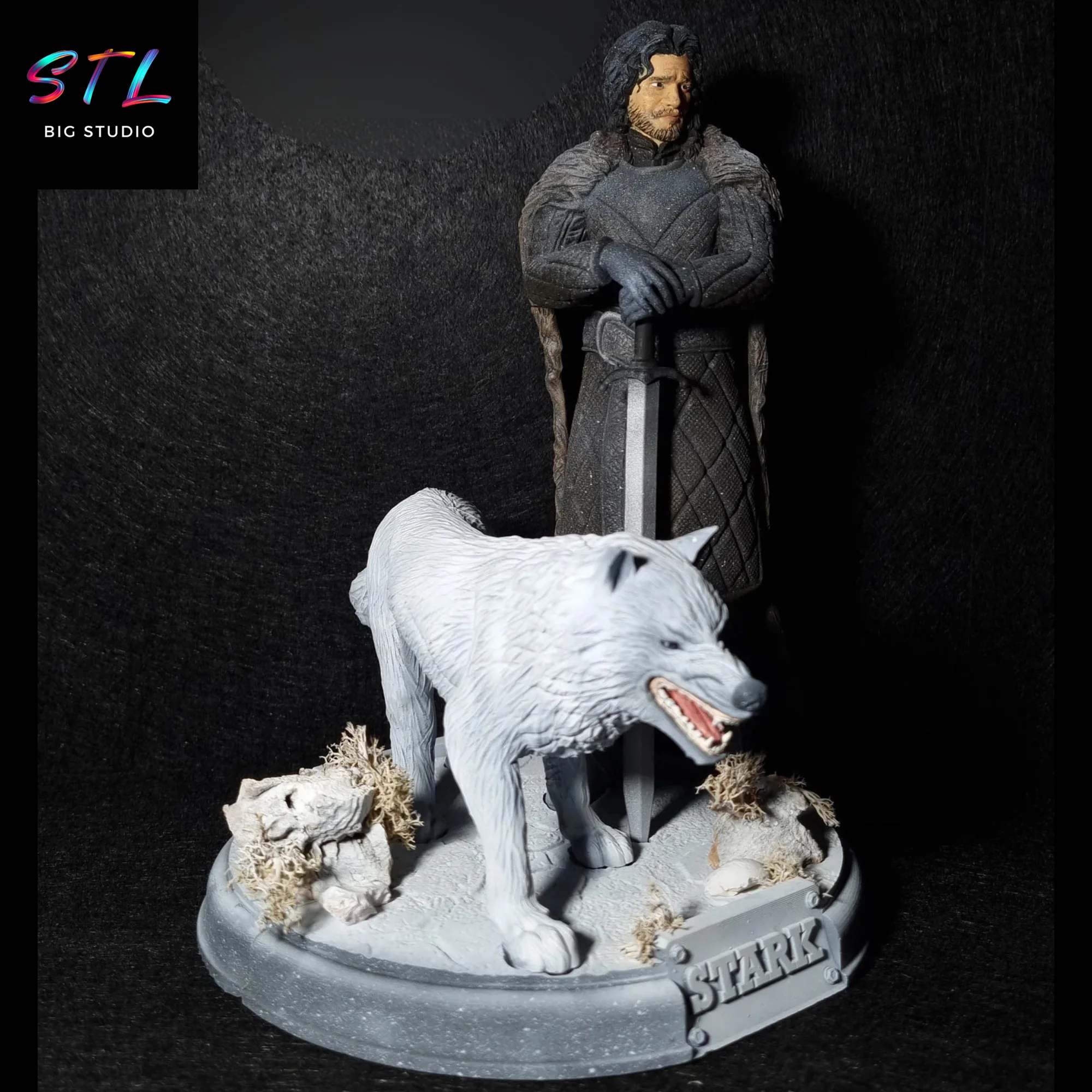 Jon Snow & Ghost Diorama STL | 3D Printable Figure | Game of Thrones Model — view 6