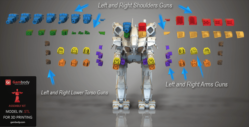MWO Marauder Weapon Pack for 3D Printing | Assembly STL Model