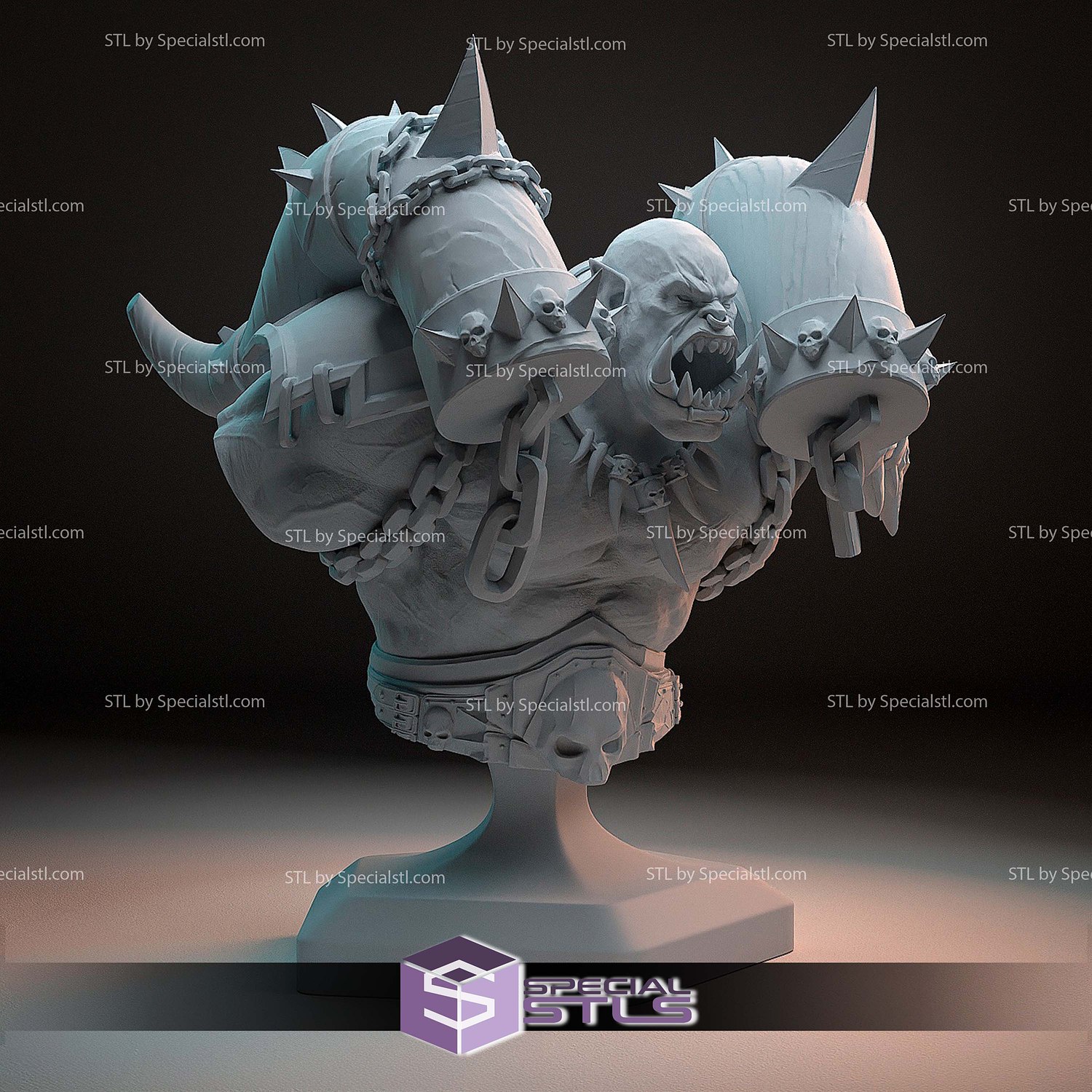 Garrosh Broken Bust 3D Printer Files STL Model — view 2